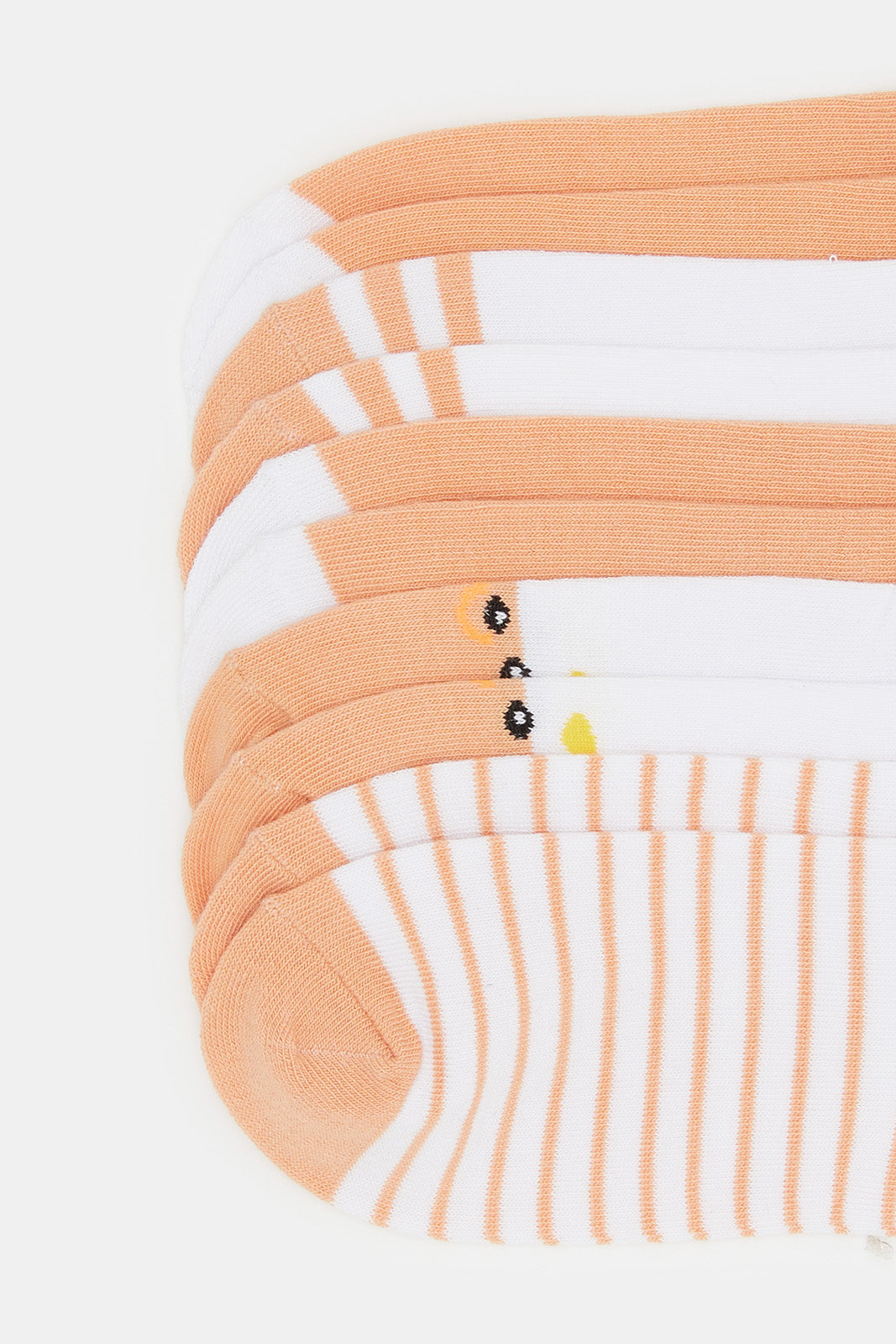 Women Orange And White Printed Ankle Socks (5 Pairs)