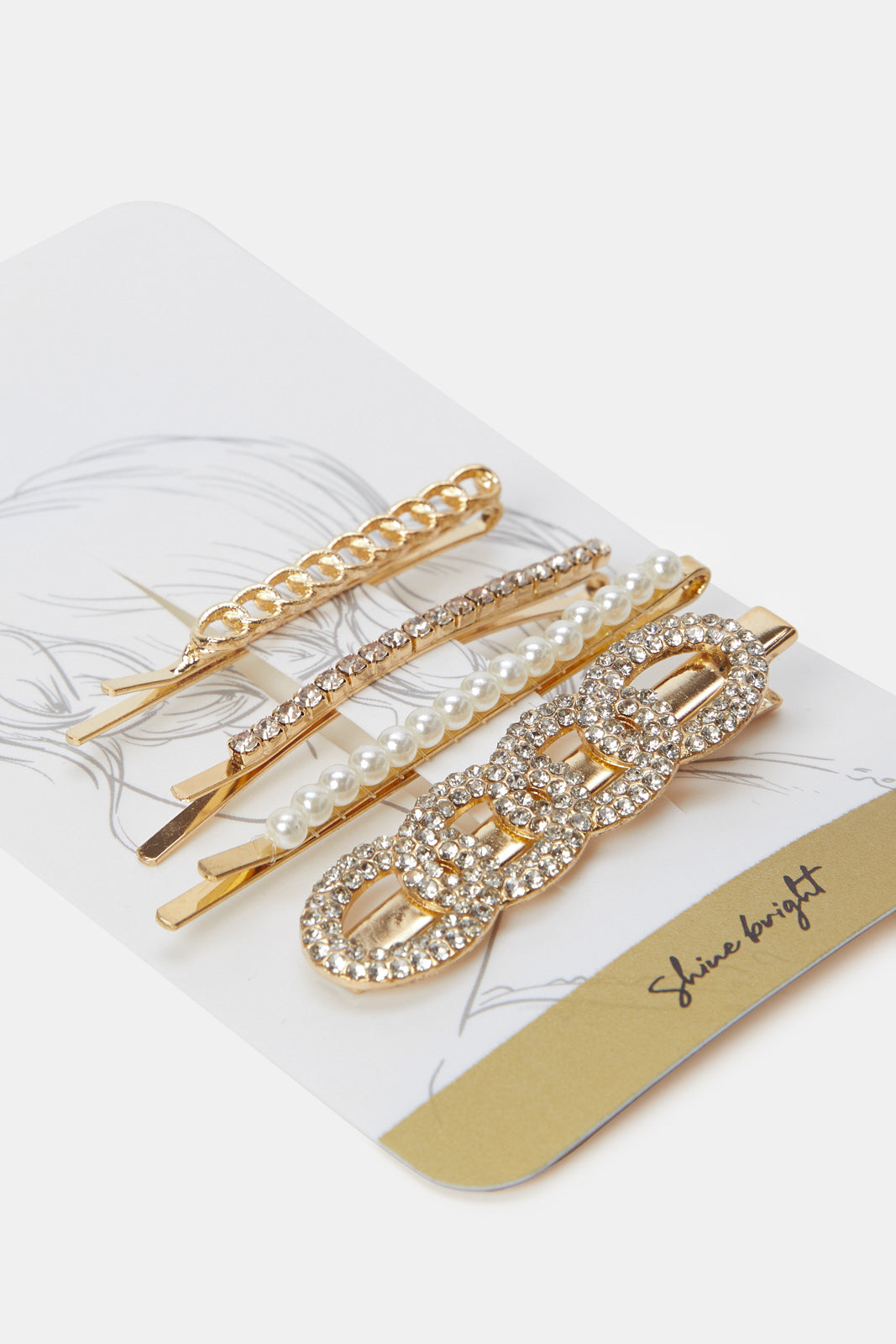 Women Gold Embellished Hair Clip Set (4 Piece)