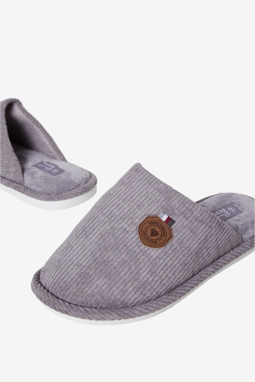 Men Grey Textured Mule Slipper