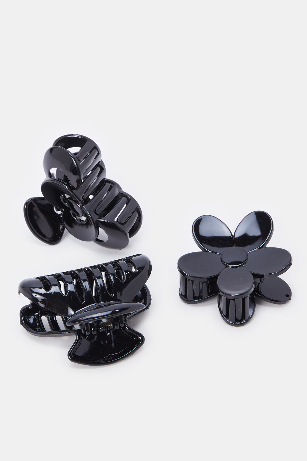 Women Black Solid Hair Claw Set (3 Piece)
