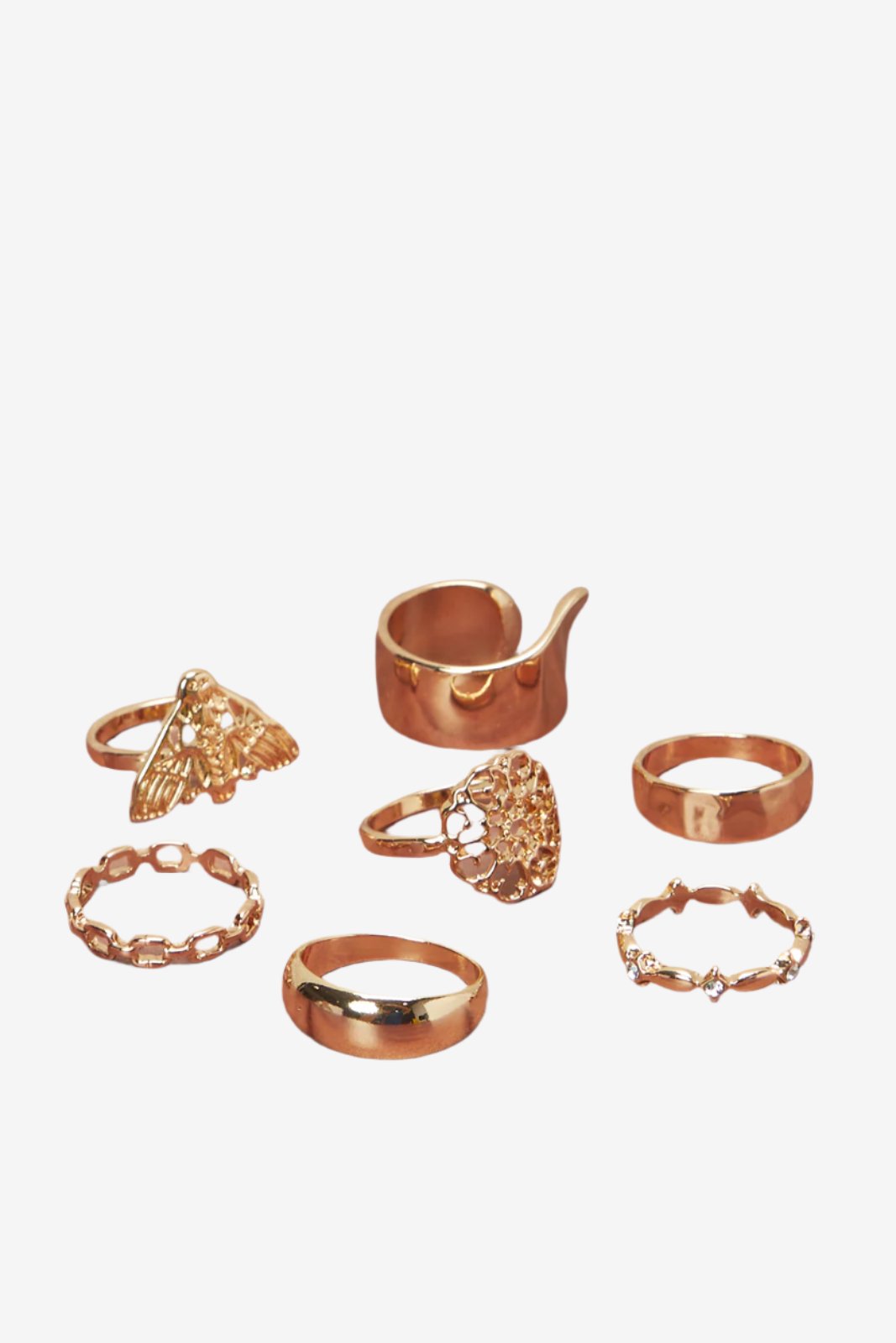 Women Gold Embellished Ring Set (7 Piece)