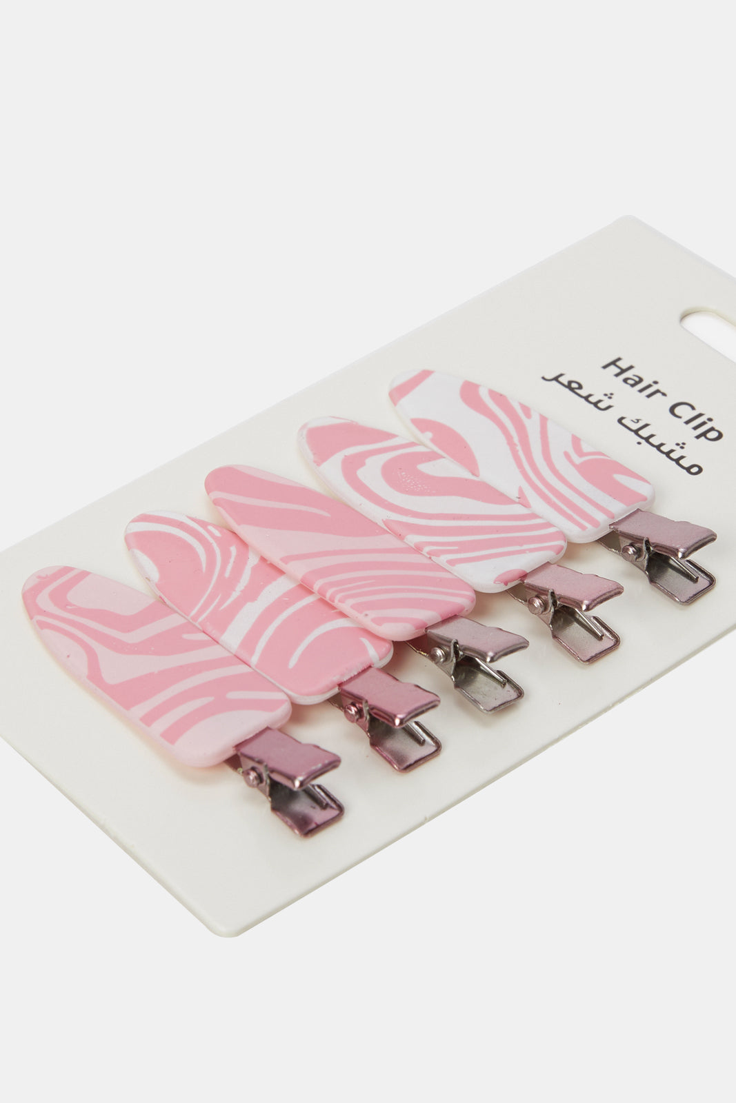 Women Pink And White Hair Clip Set (5 Piece)