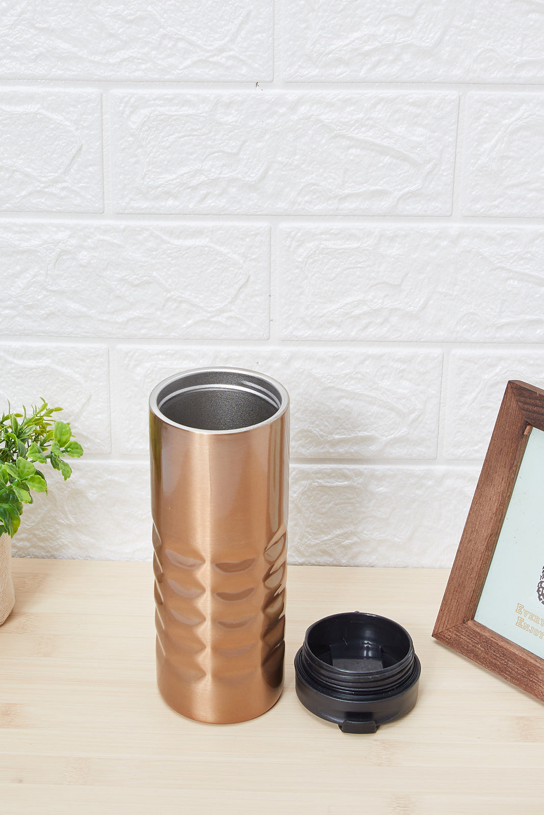 Brown Embossed Travel Mug