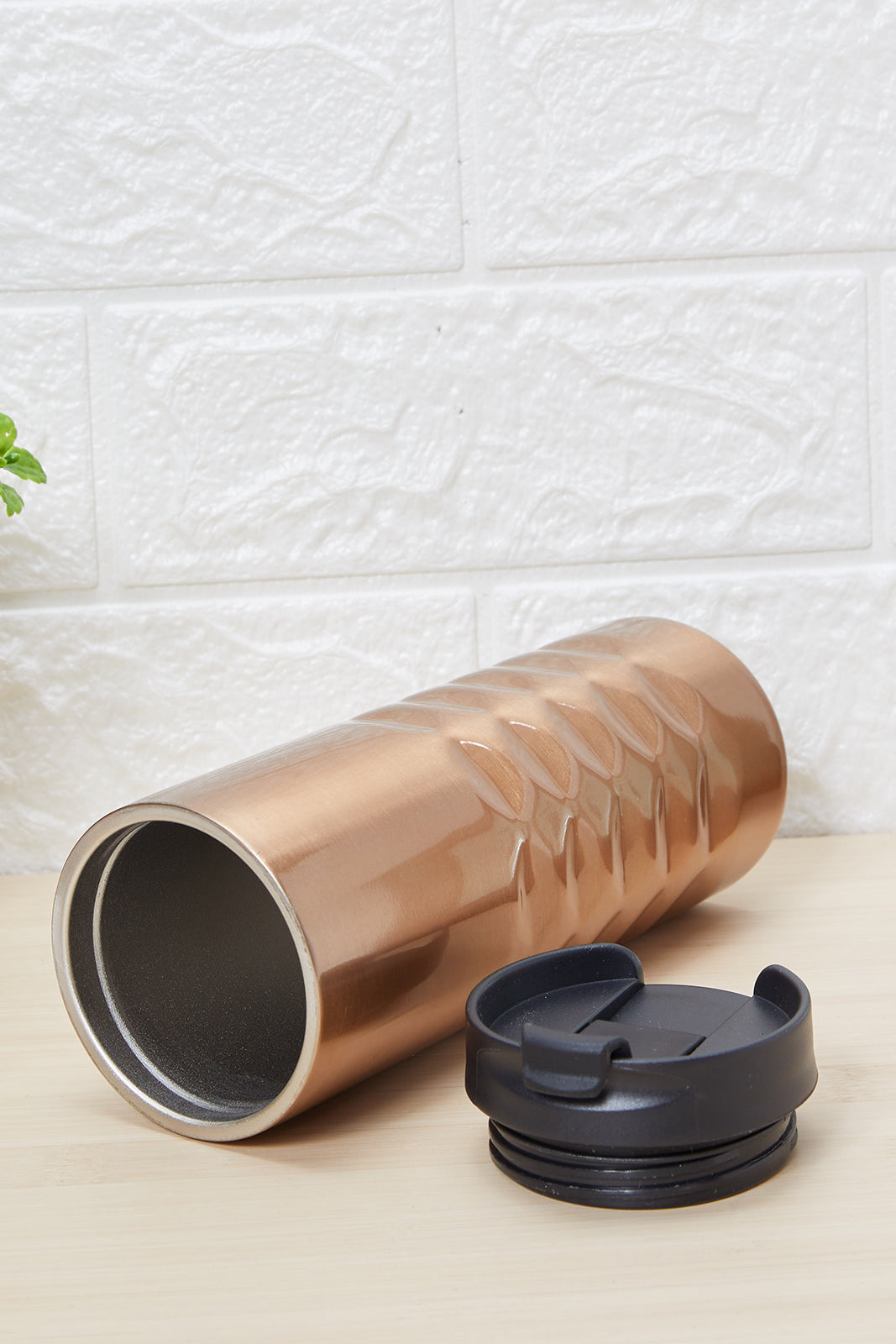 Brown Embossed Travel Mug