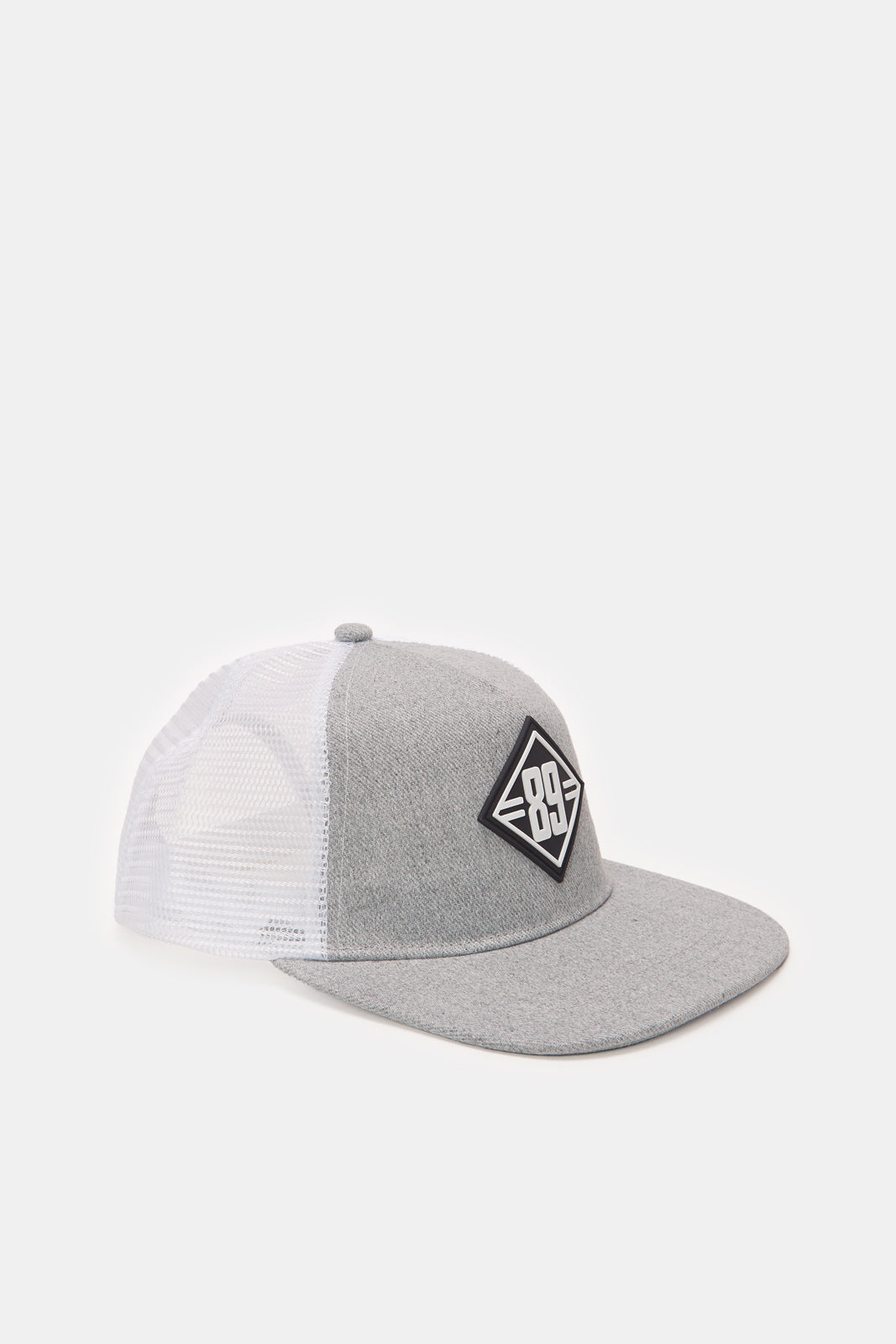 Men Grey And White Cap With Patch