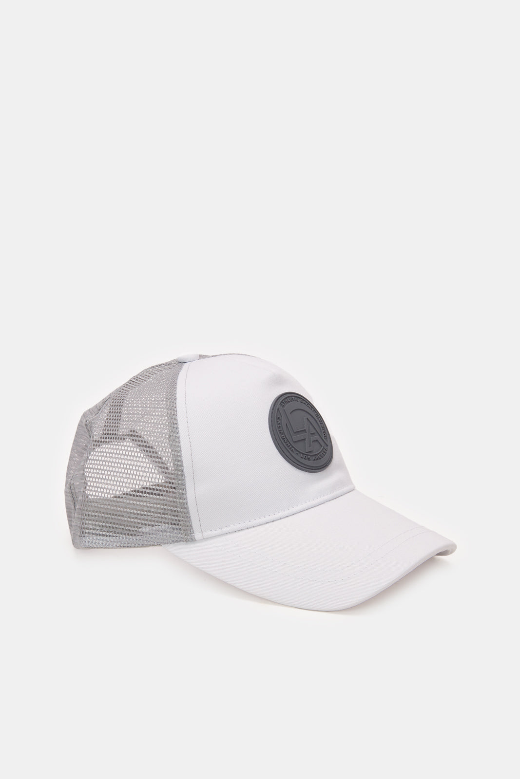 Men White And Grey Cap With Rubber Patch