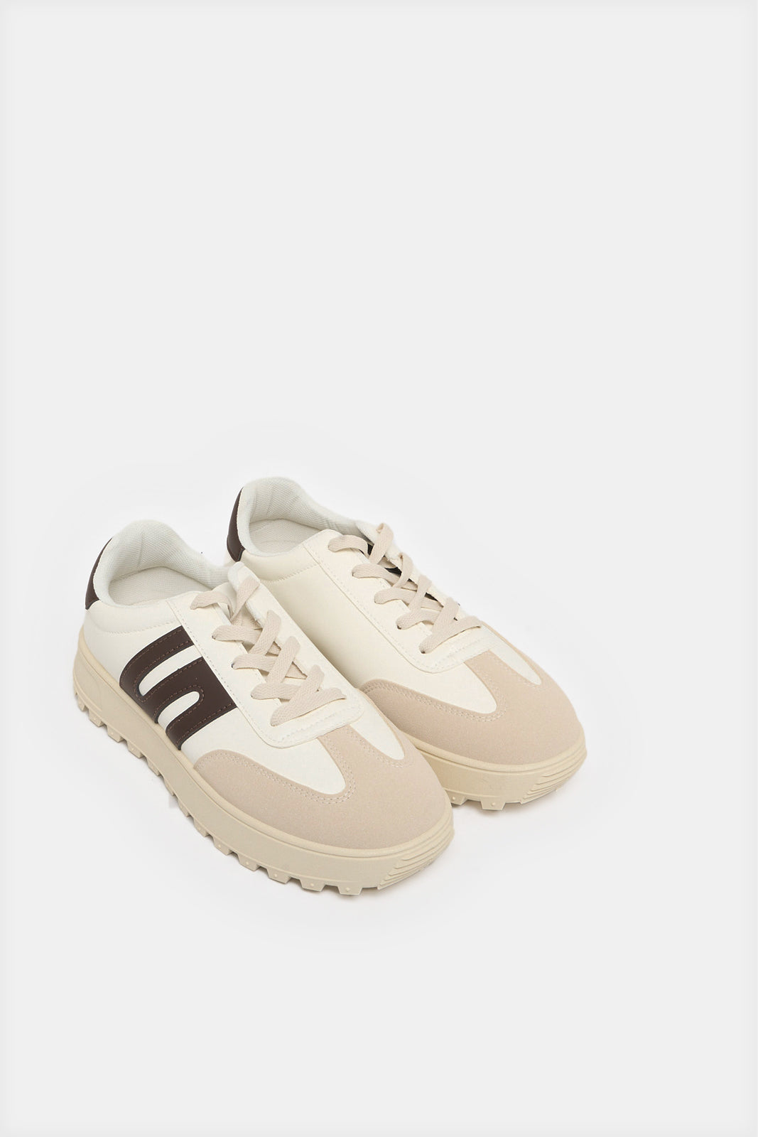 Women White Lace Up Sneakers