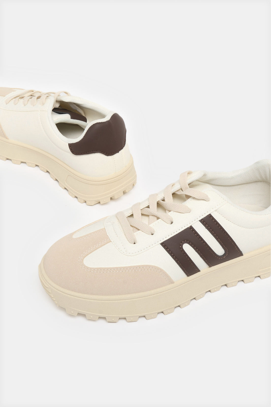 Women White Lace Up Sneakers