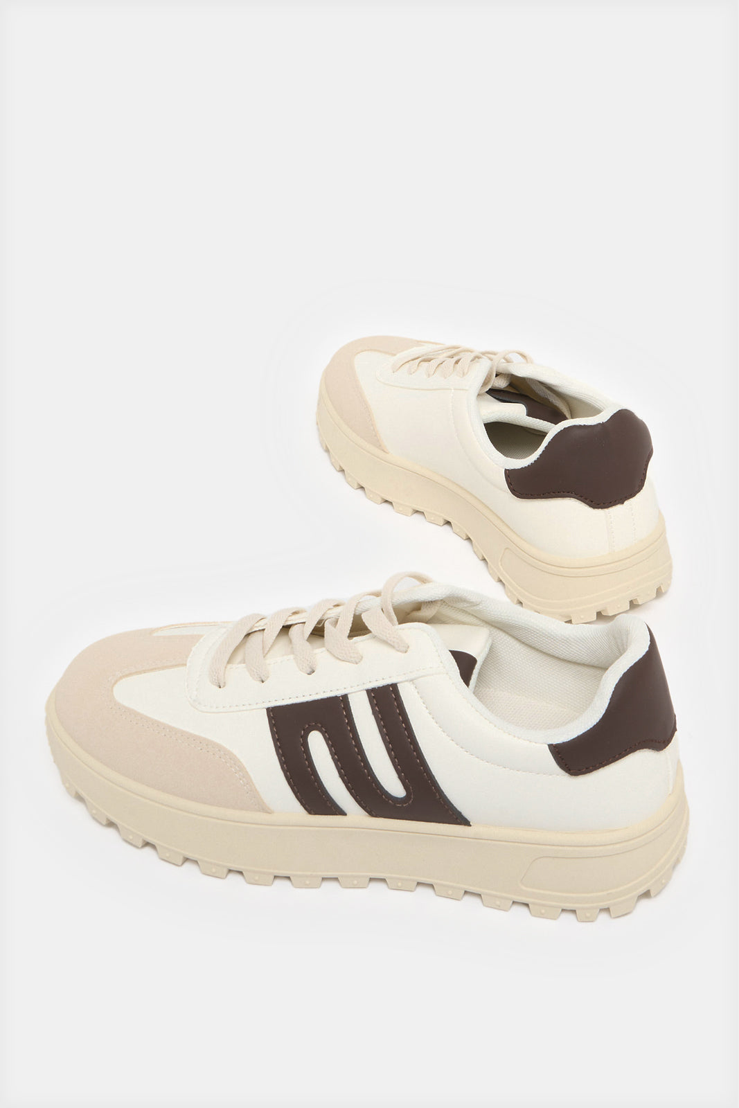 Women White Lace Up Sneakers