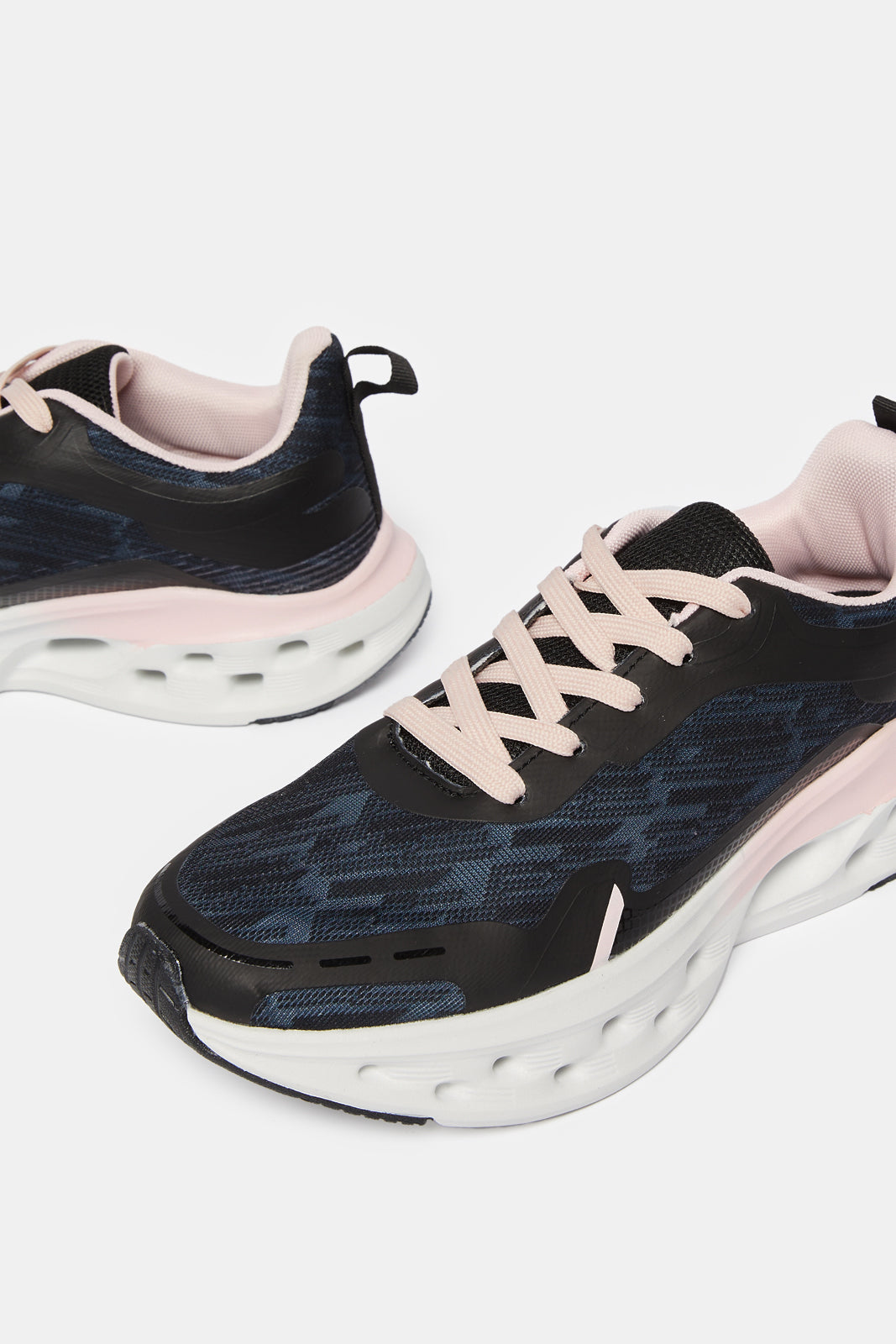 Women Navy Embellished Lace Up Sneakers