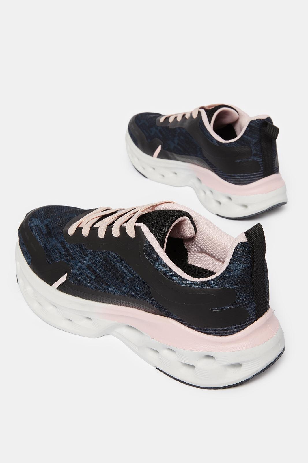 Women Navy Embellished Lace Up Sneakers