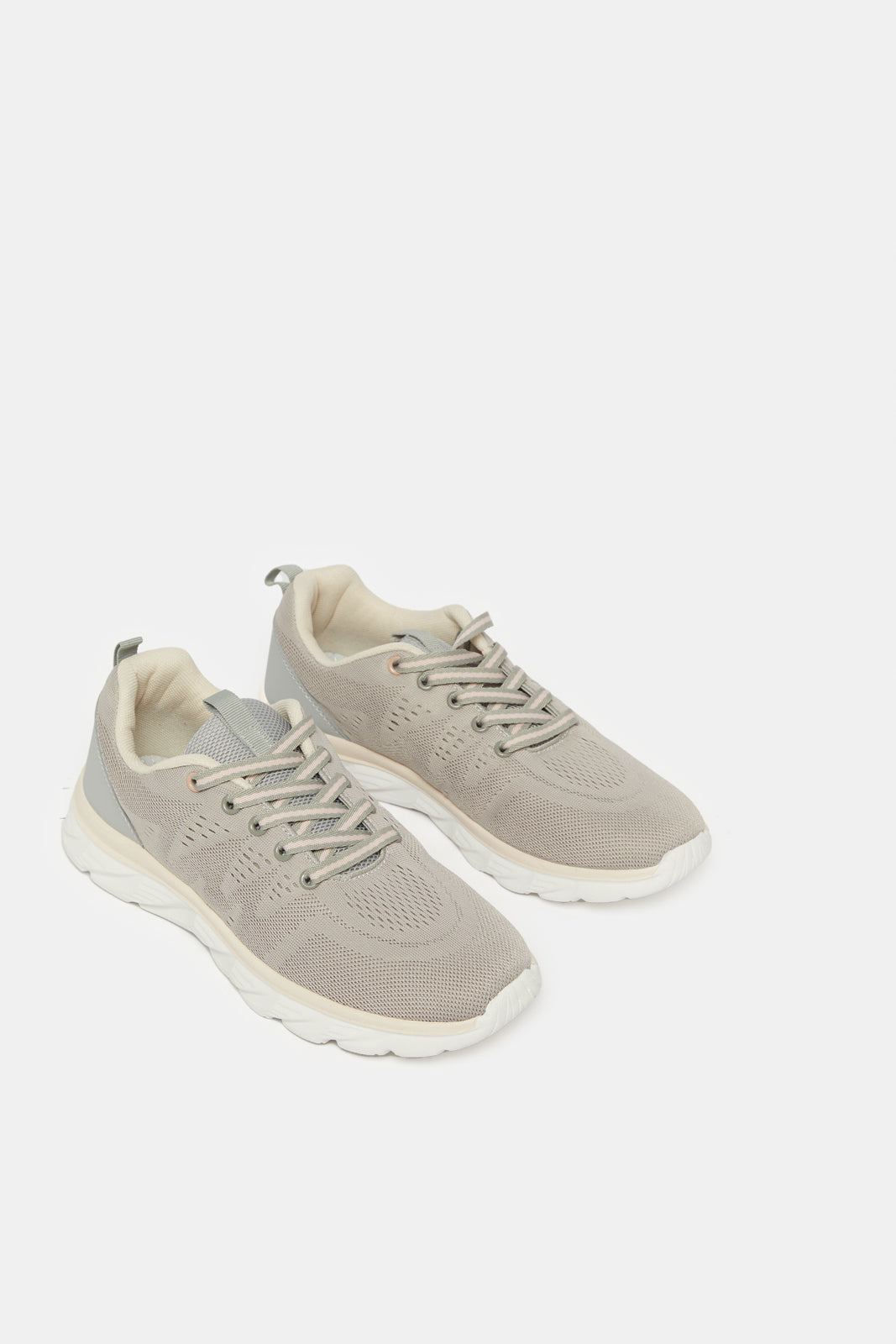 Women Grey Lace Up Sneakers