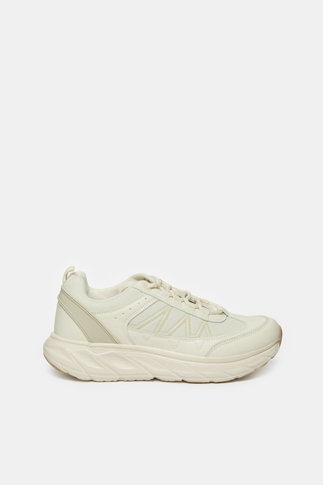 Women Cream Lace Up Sneakers