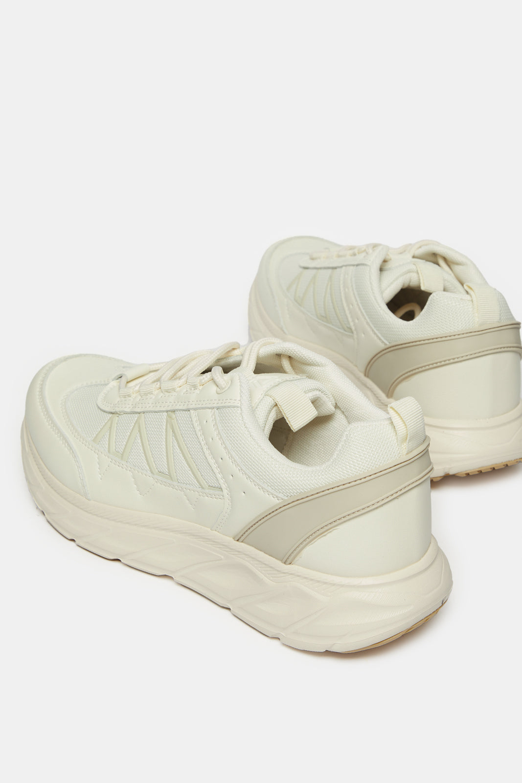 Women Cream Lace Up Sneakers