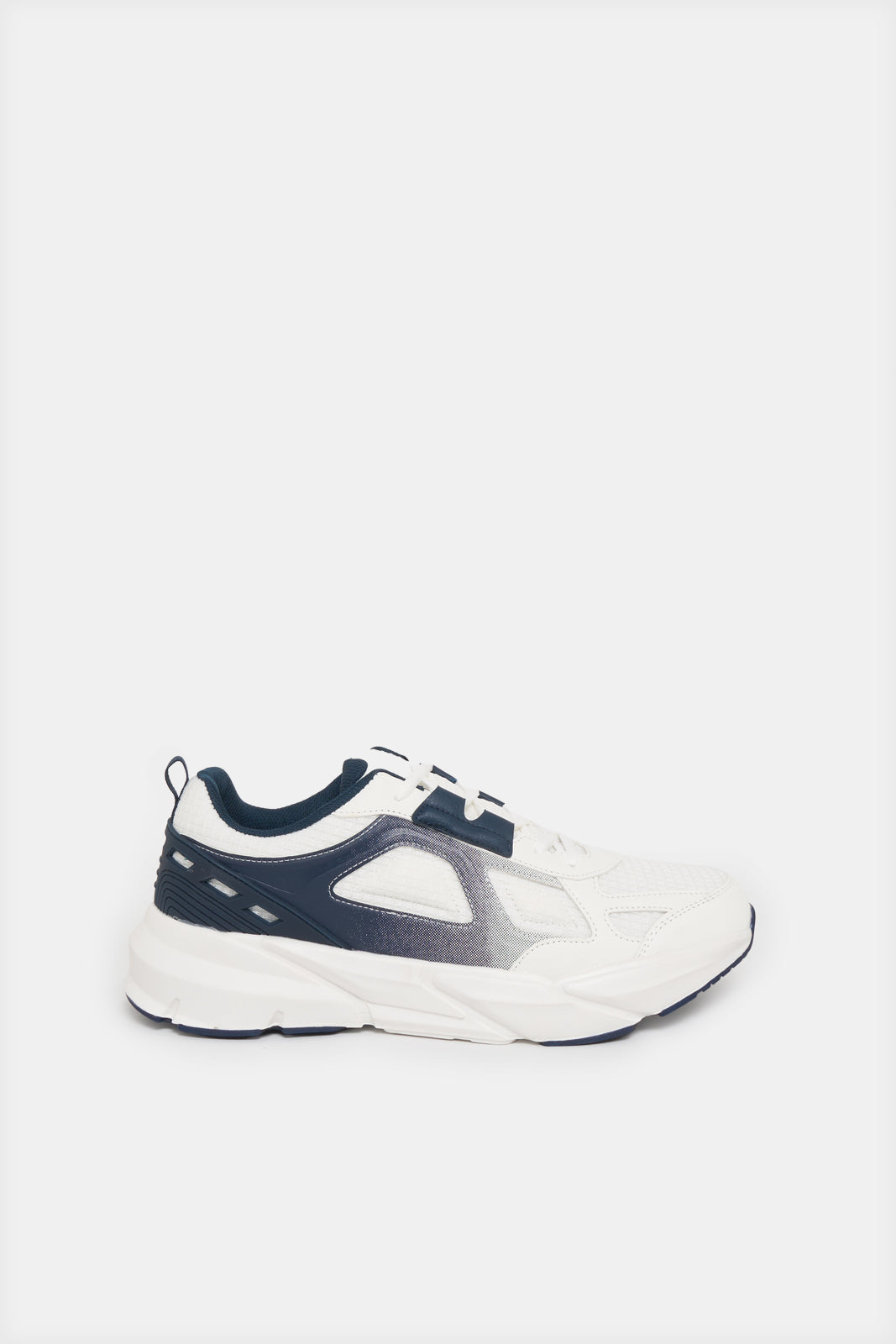 Men White Material Block Trainers