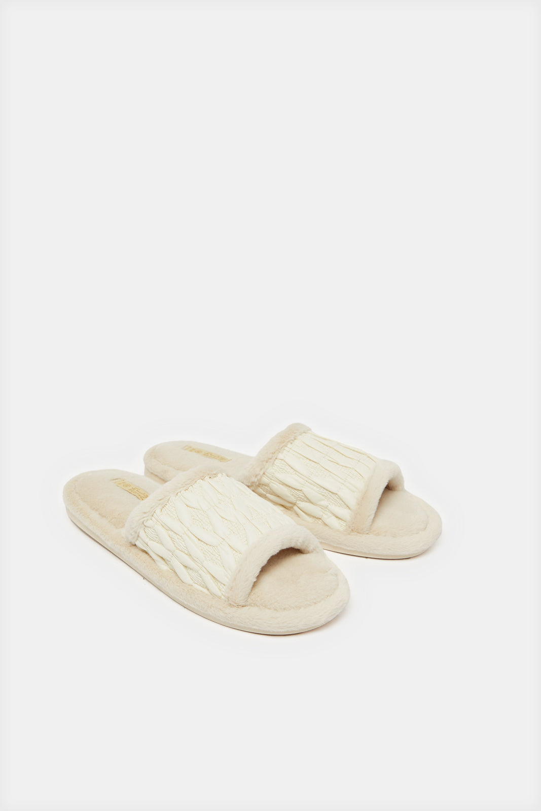 Women Beige Embossed Slipper