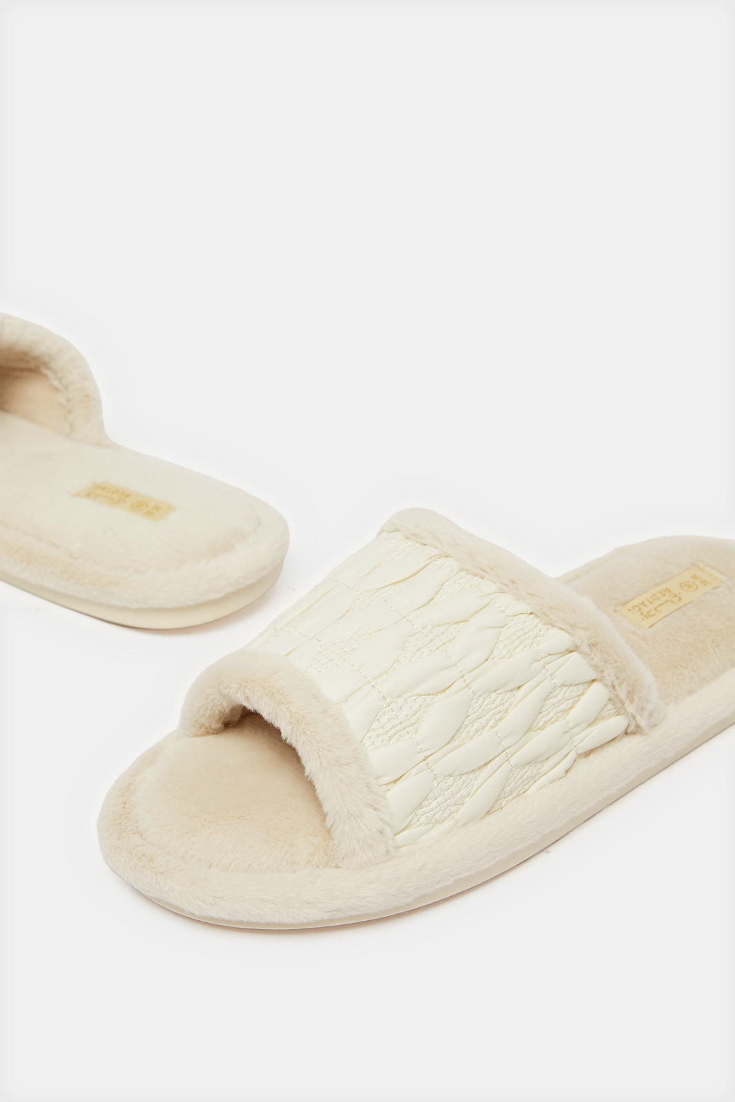 Women Beige Embossed Slipper