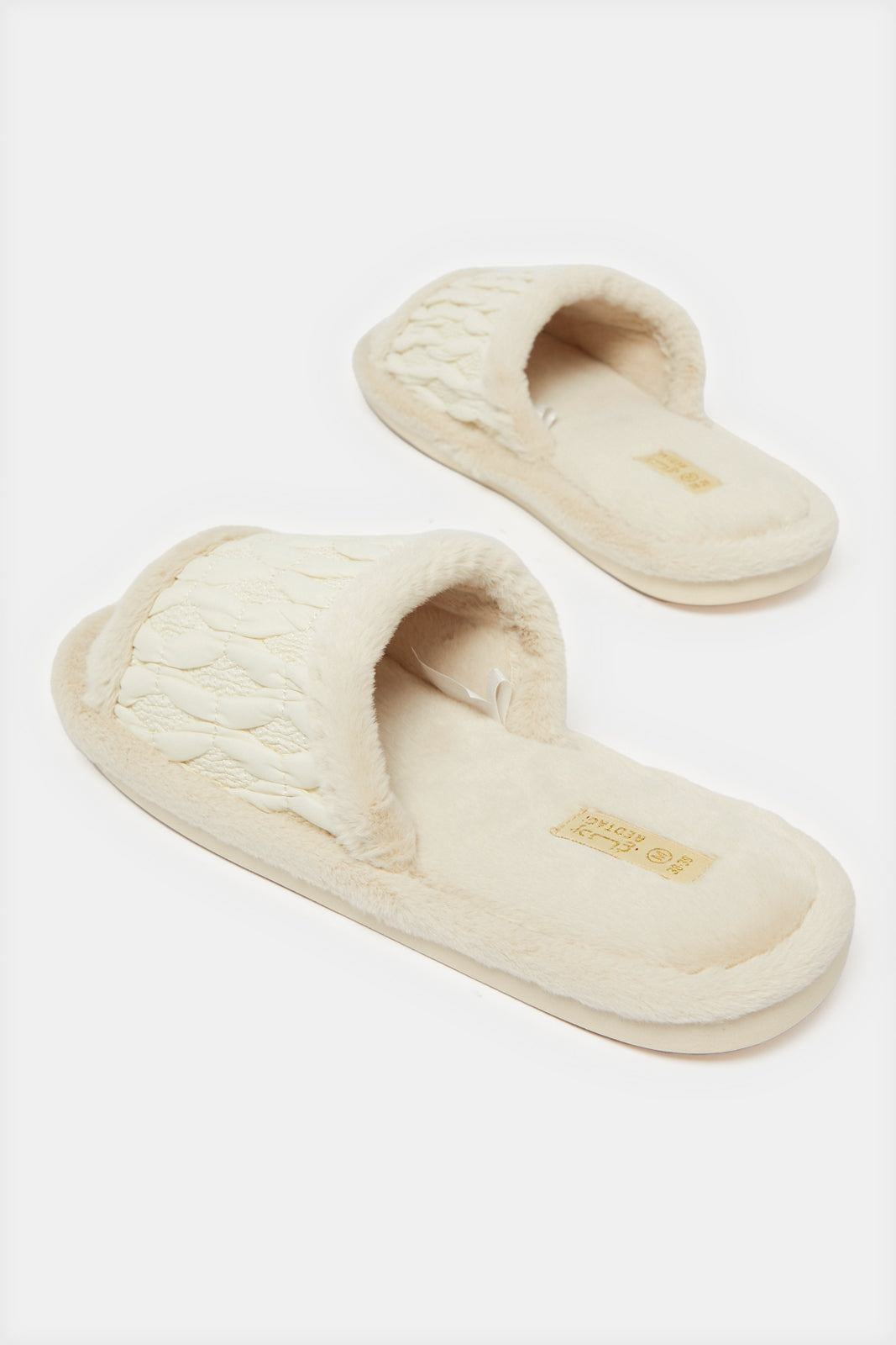 Women Beige Embossed Slipper