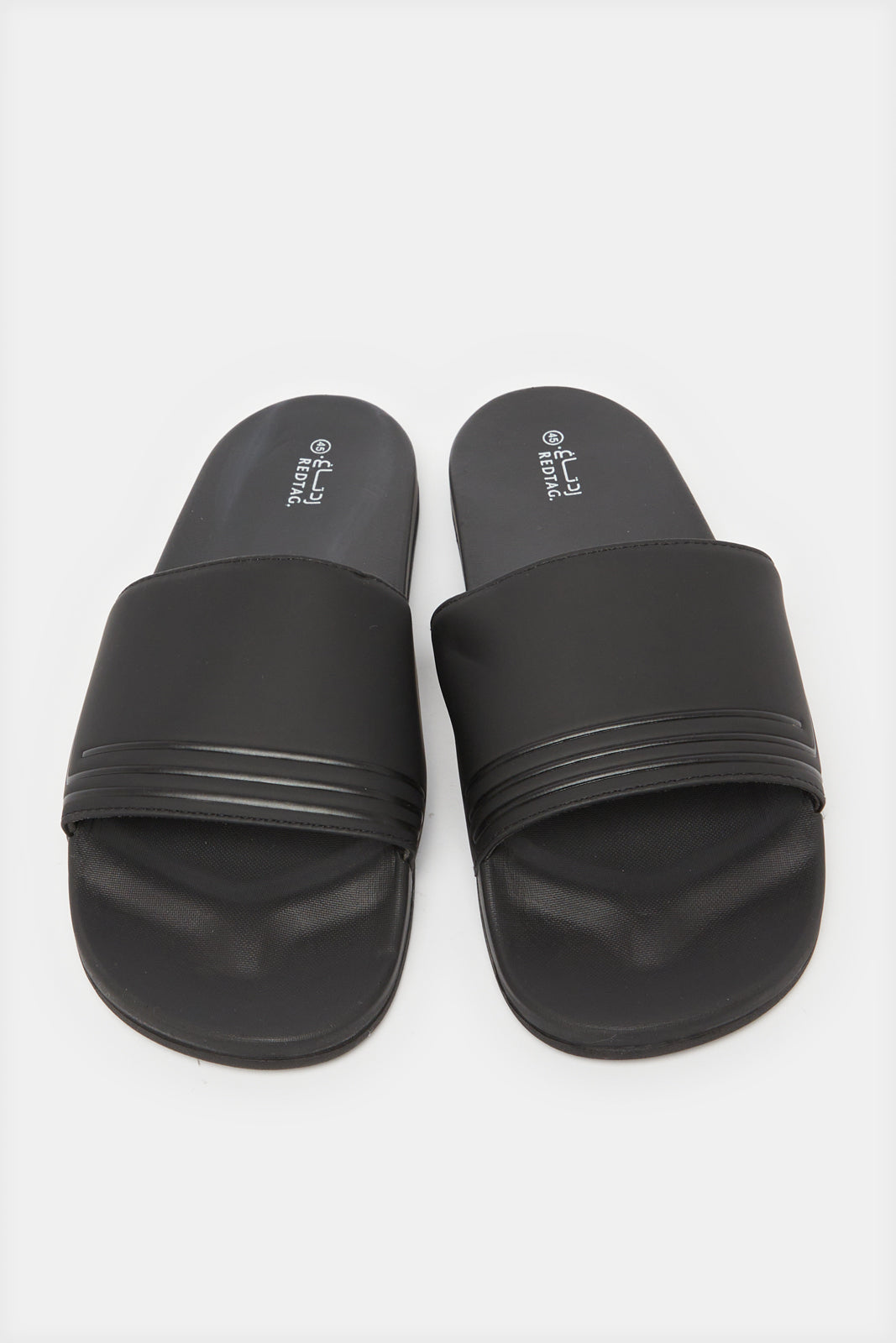Men Black Embossed Slide