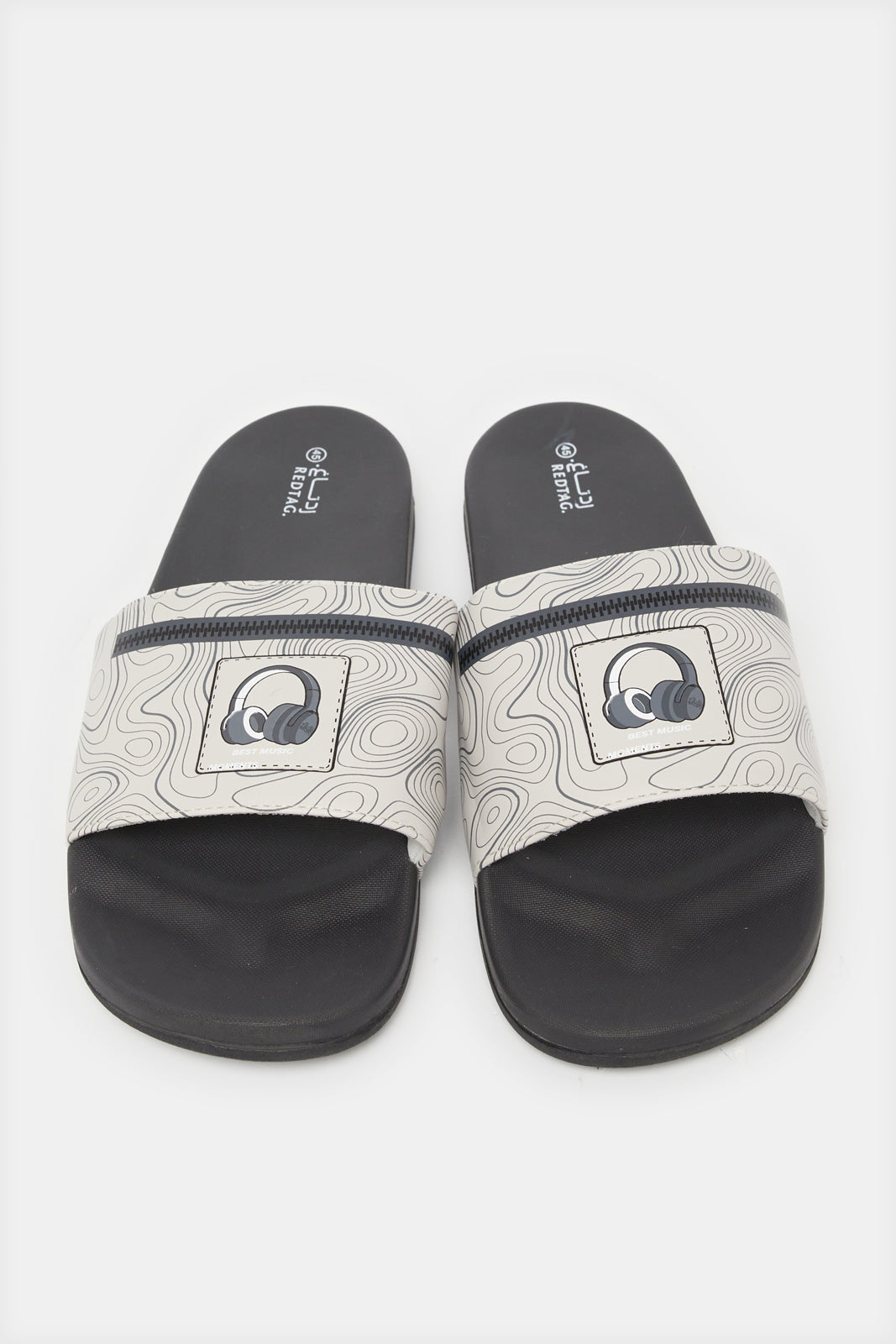 Men Black And White Printed Slide