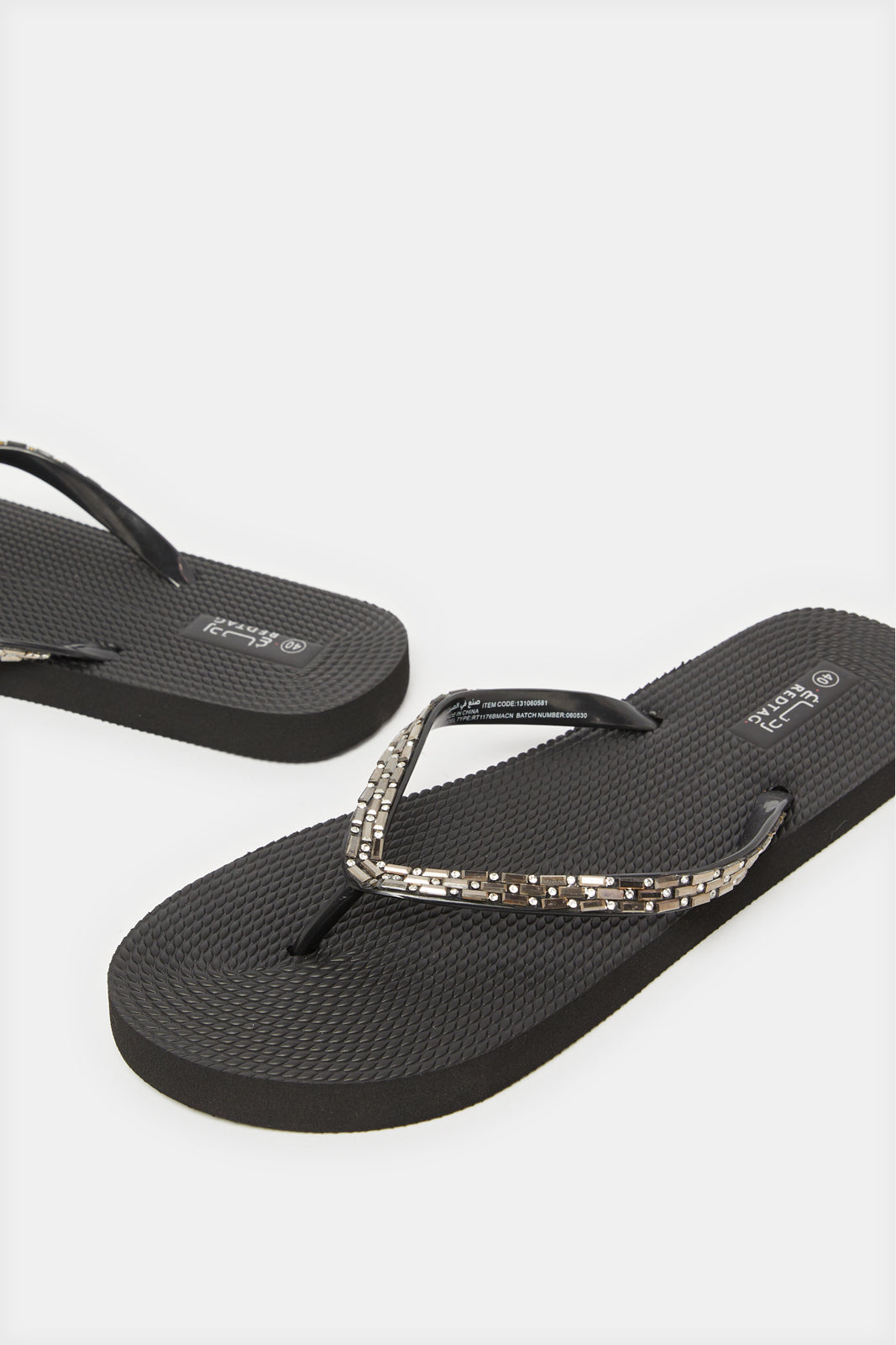 Women Black Embellished Flip Flop