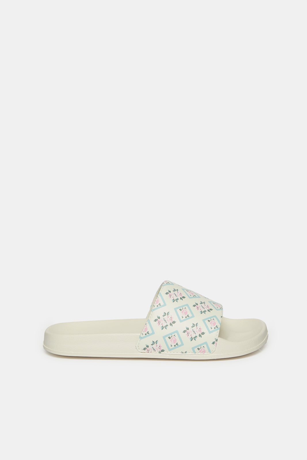Women Ivory Printed Slide
