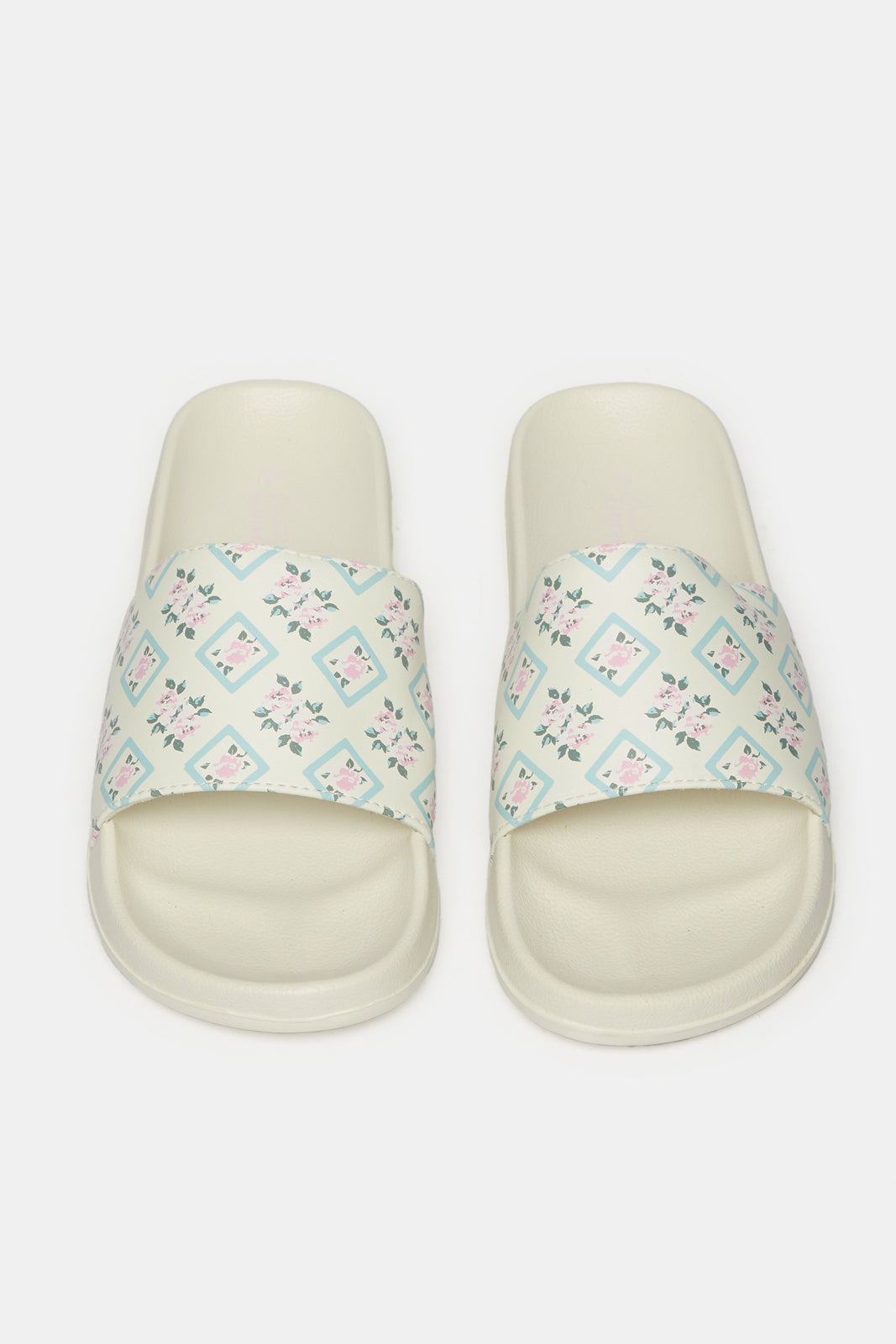 Women Ivory Printed Slide
