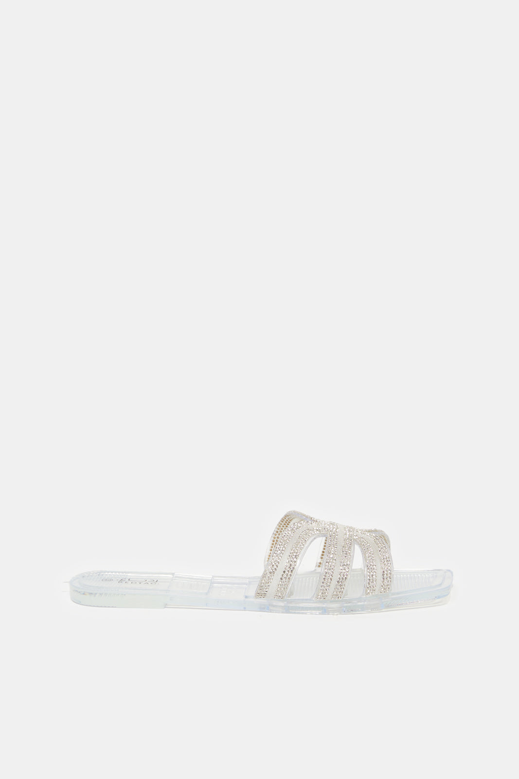 Women Clear Strappy Embellished Mule