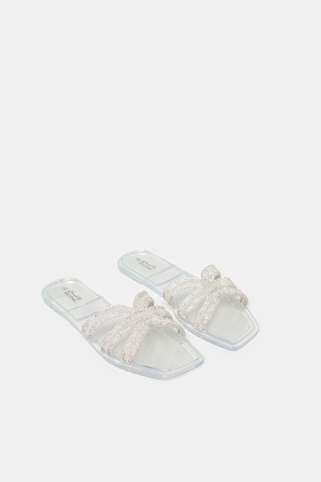 Women Clear Strappy Embellished Mule