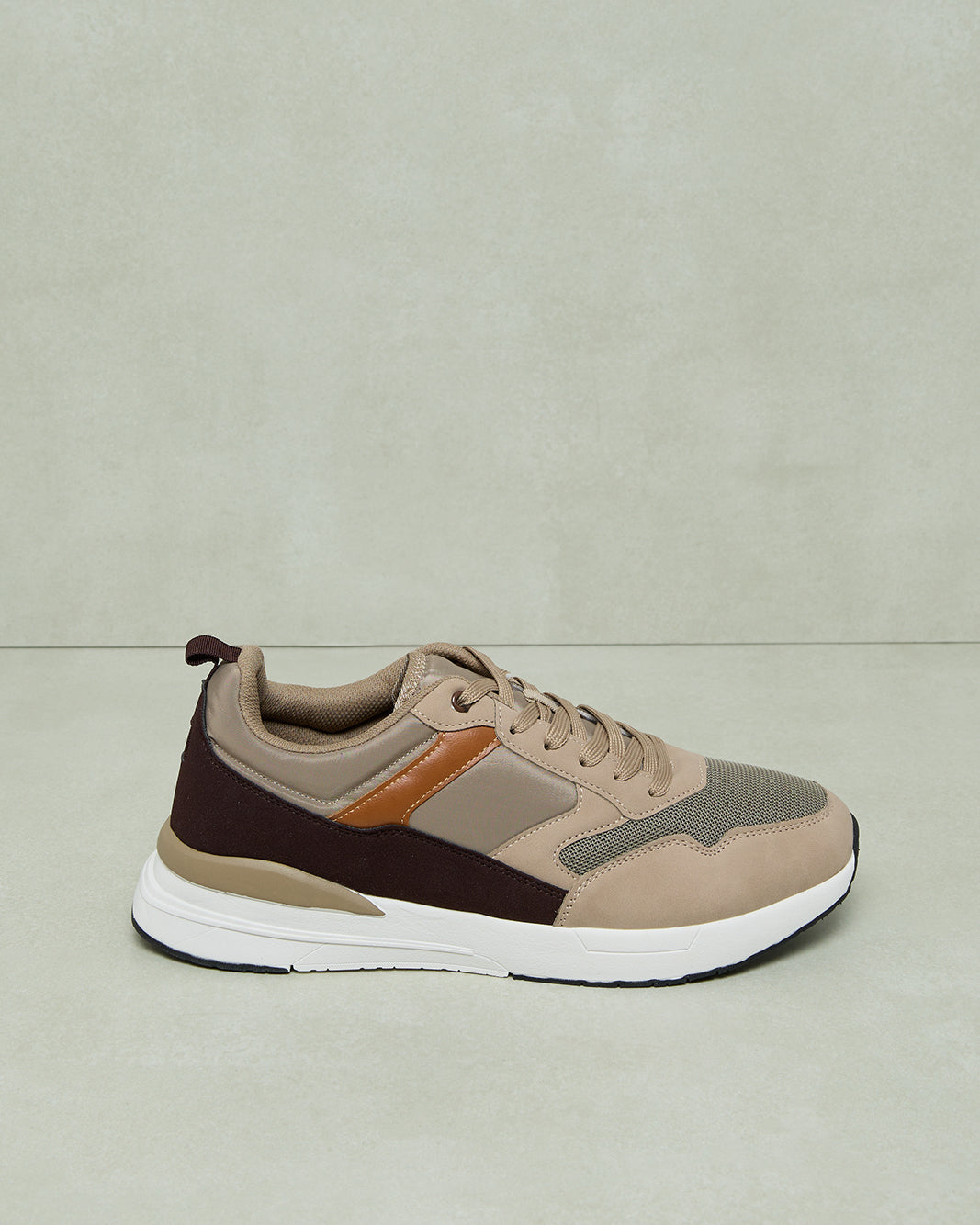 Men Brown Color Block Sneakers