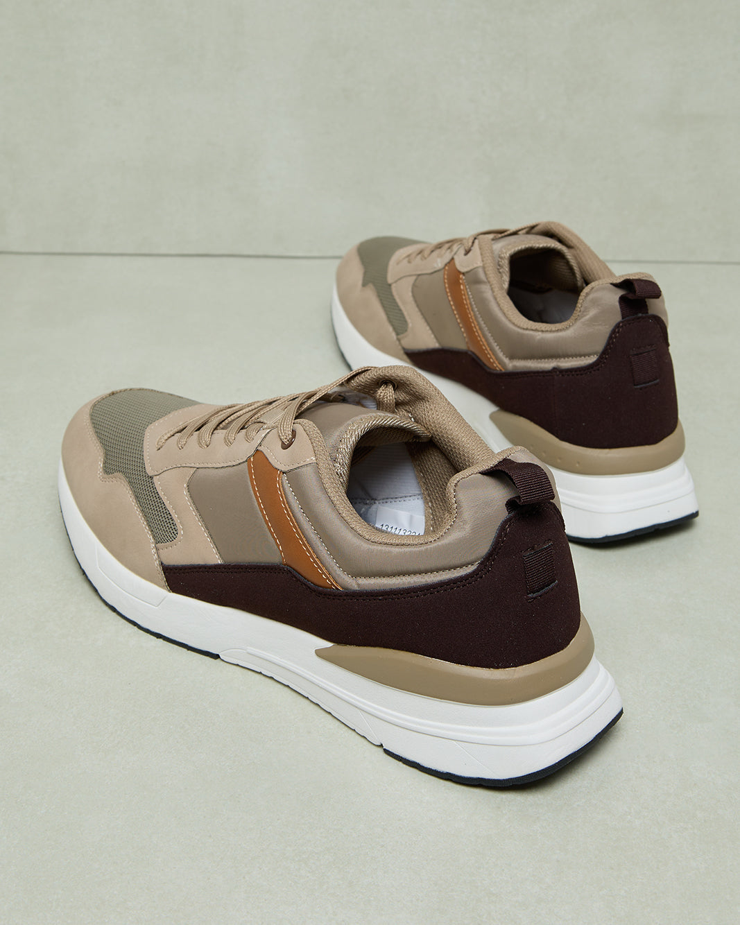 Men Brown Color Block Sneakers