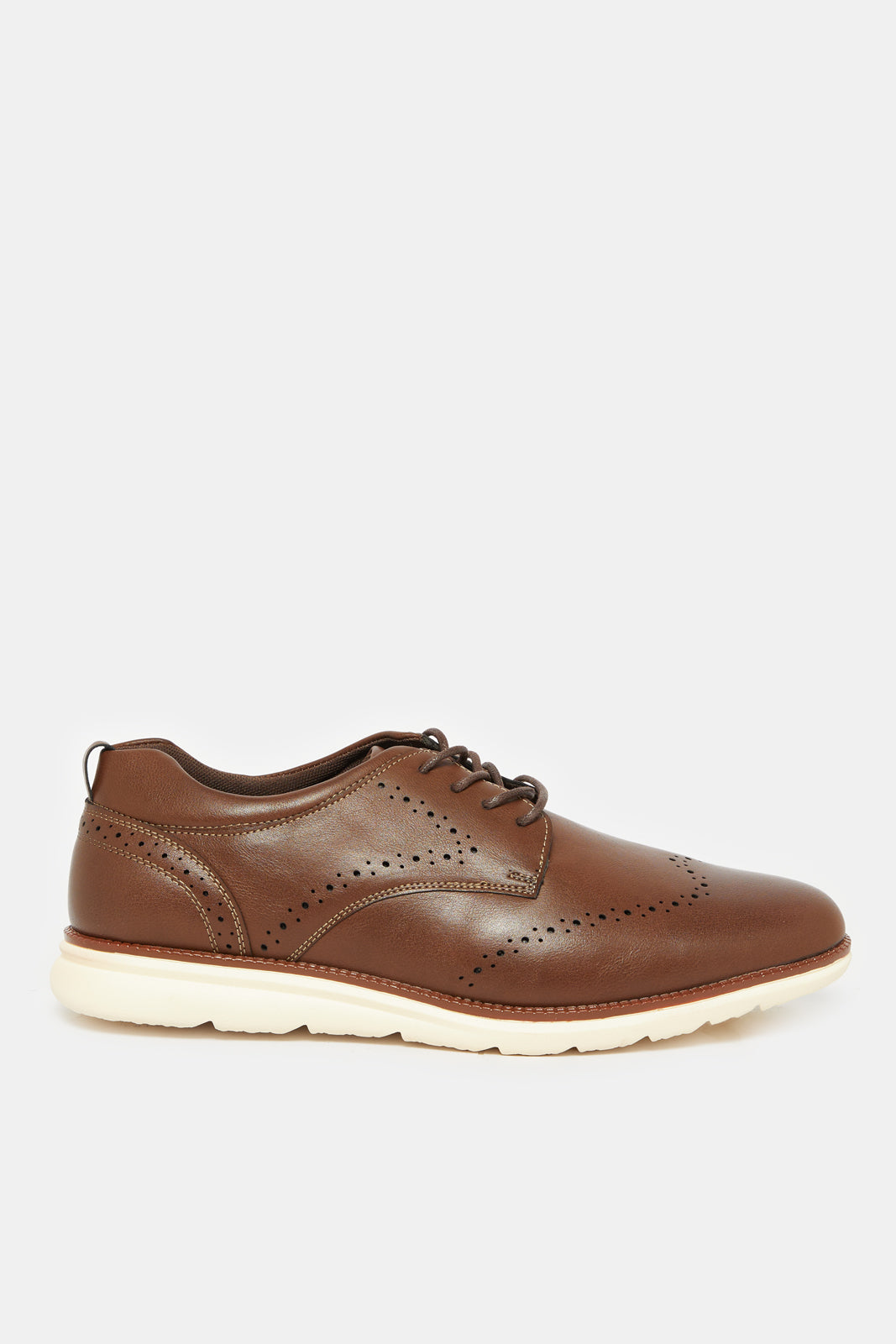 Men Brown Textured Lace Up Derby Shoes