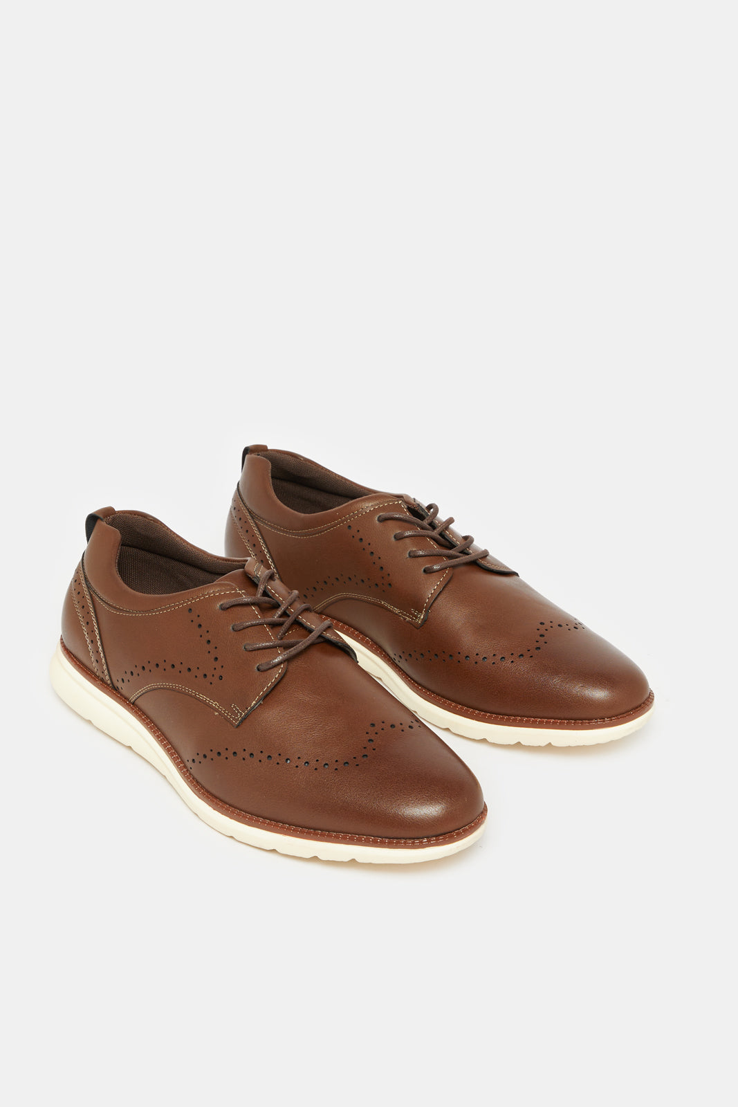 Men Brown Textured Lace Up Derby Shoes