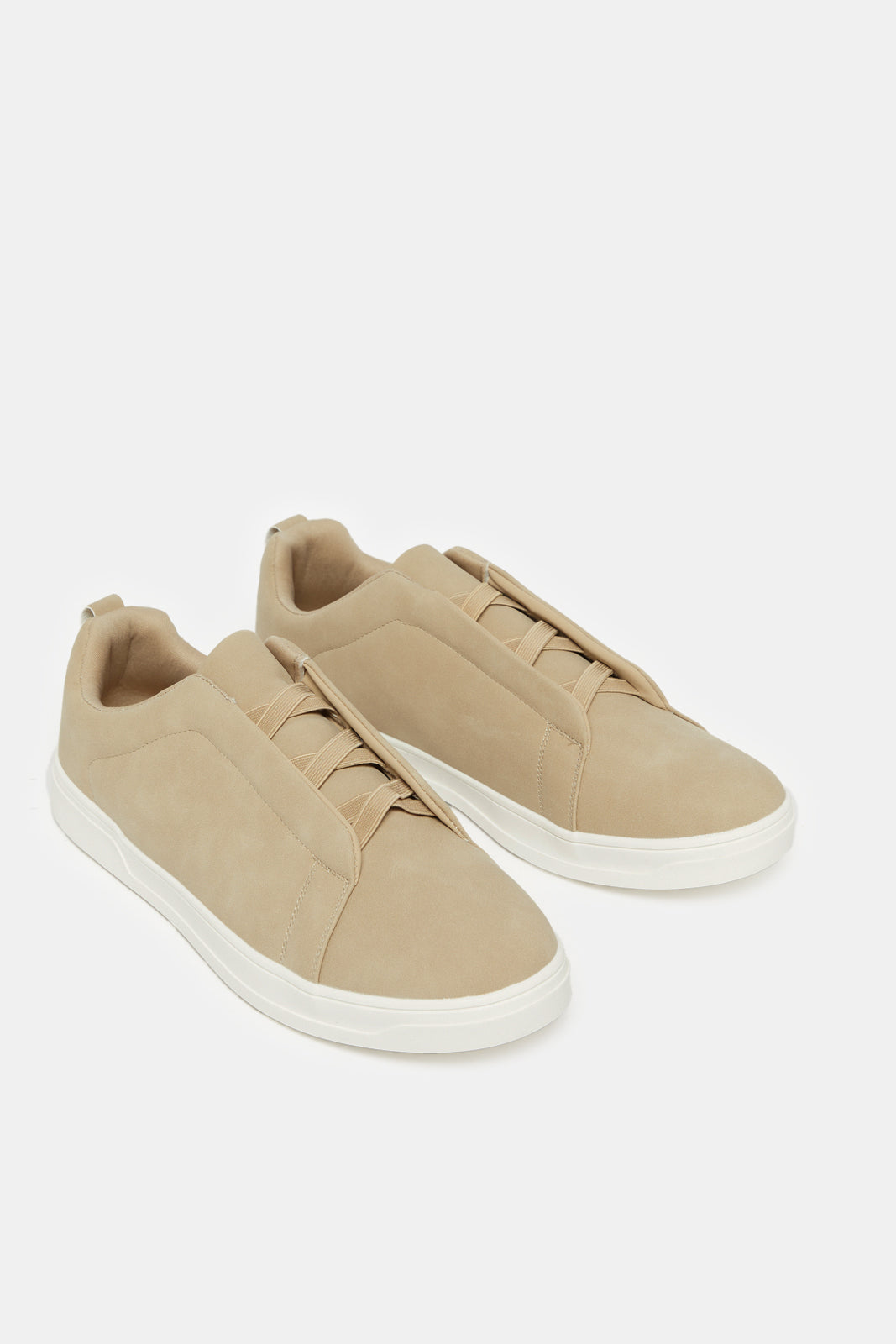 Men Beige Slip On Sneakers