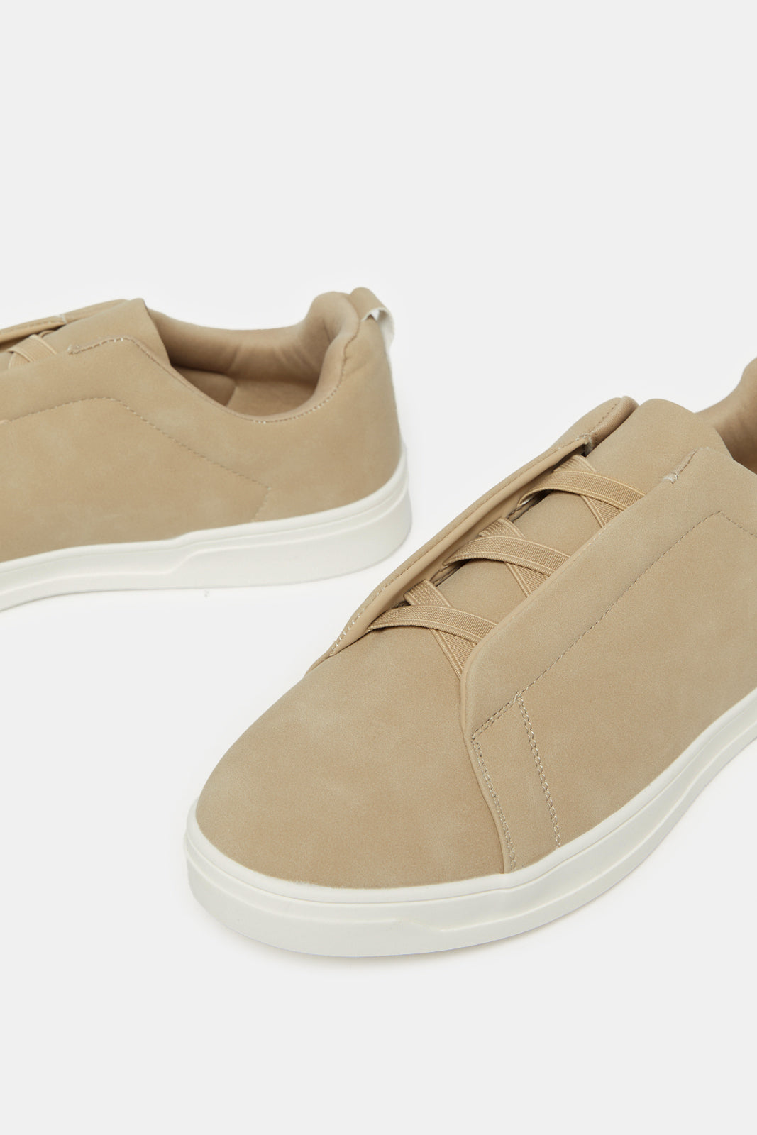 Men Beige Slip On Sneakers
