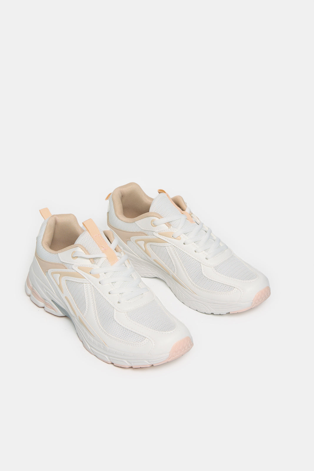 Women White Lace Up Sneakers