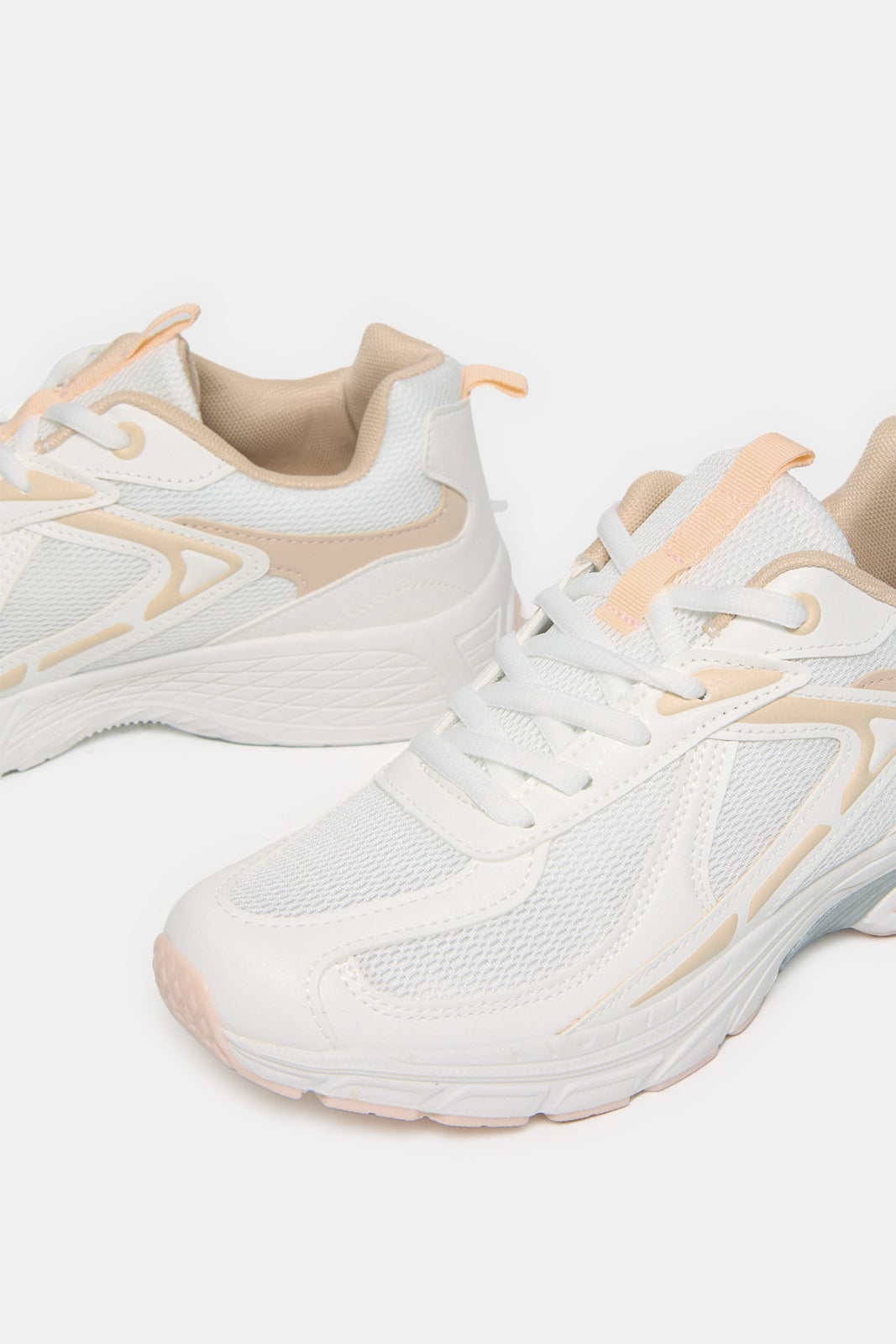 Women White Lace Up Sneakers