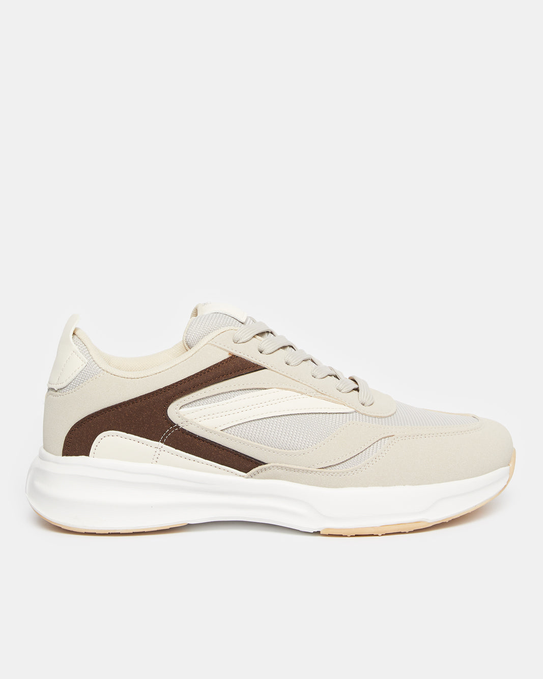 Men Beige Material Block Trainer