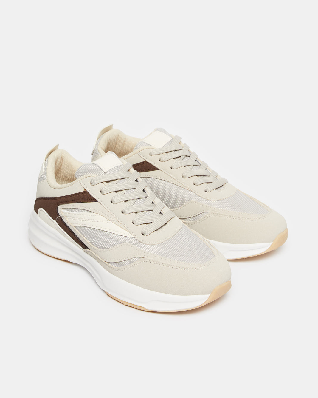 Men Beige Material Block Trainer