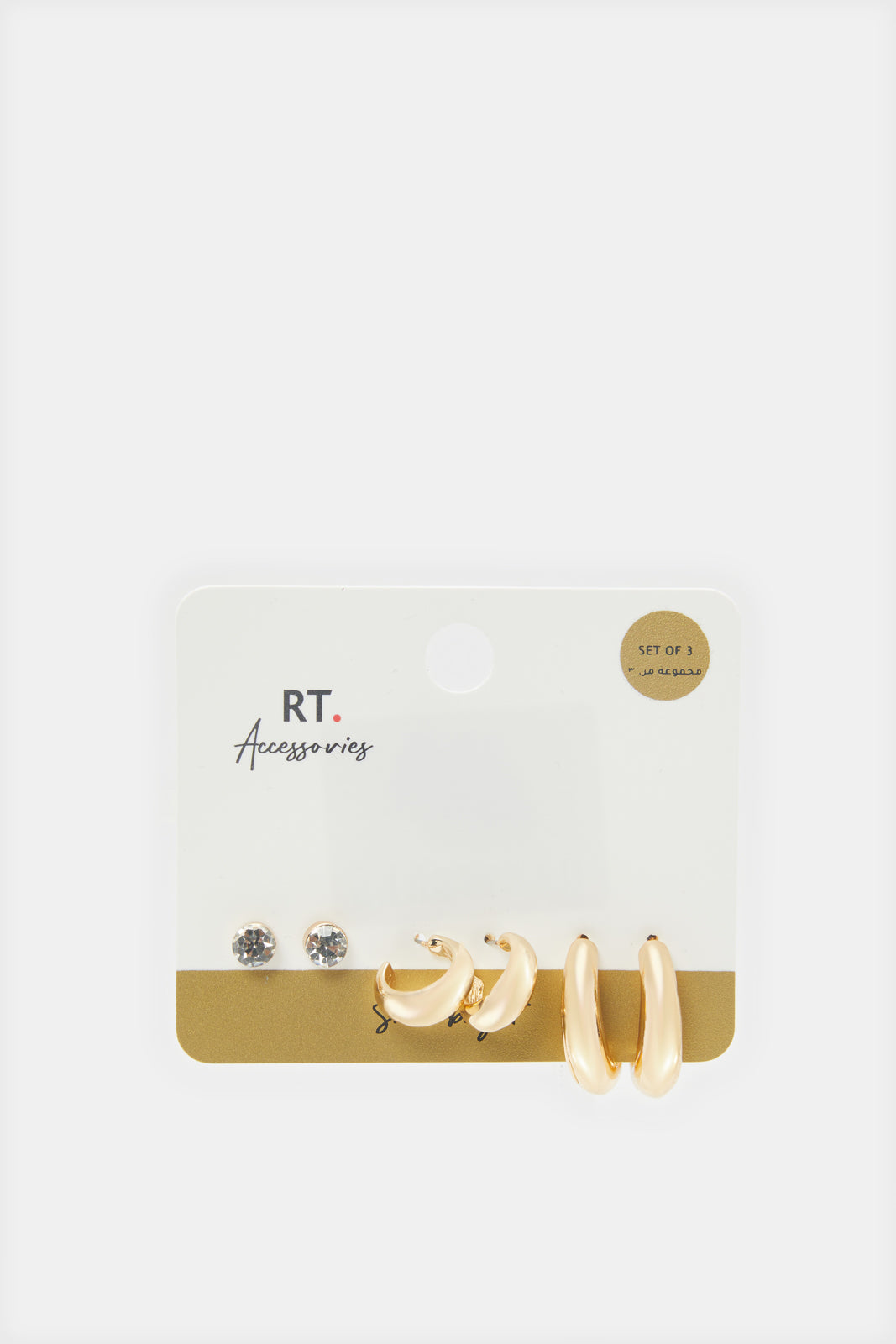 Women Gold Embellished Earrings Set (3 Pairs)