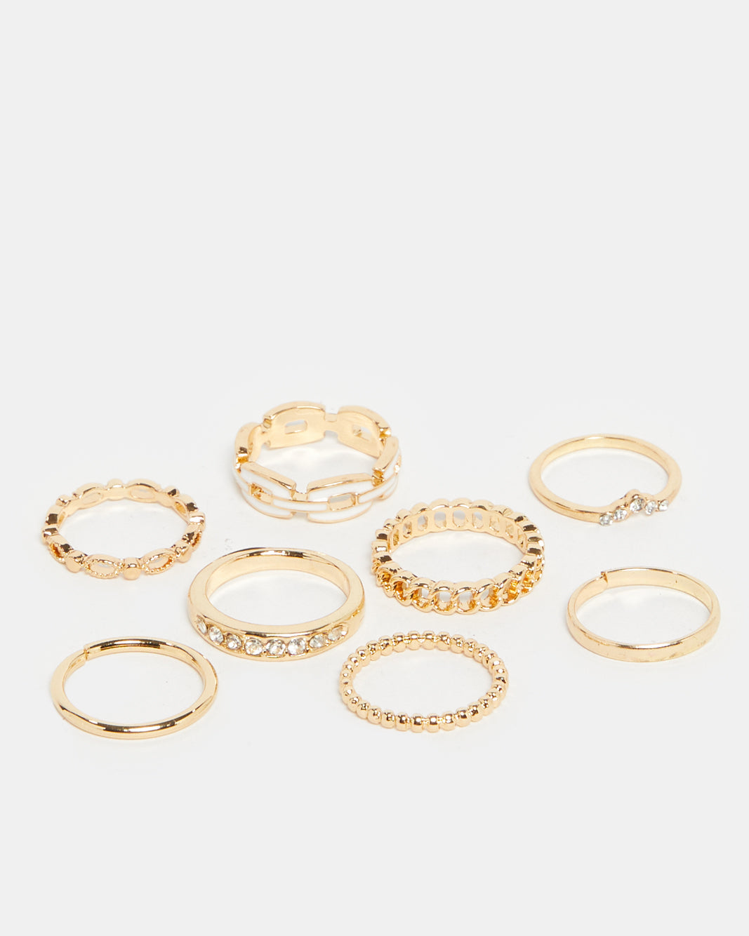 Women Gold Embellished Ring Set (8 Piece)