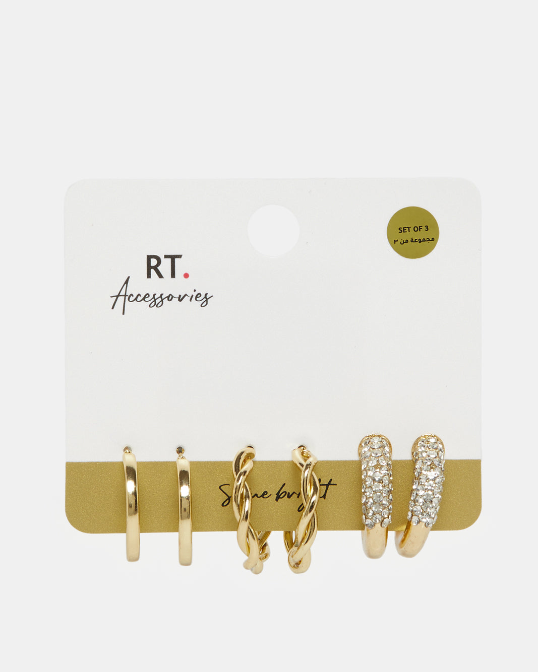 Women Gold Embellished Studs (Pack of 3)