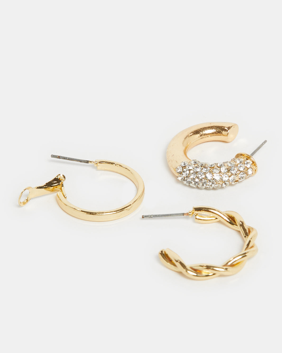 Women Gold Embellished Studs (Pack of 3)