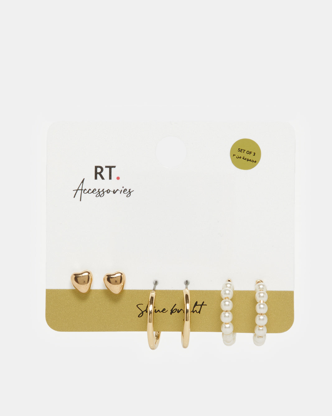 Women Gold Embellished Studs (Pack of 3)
