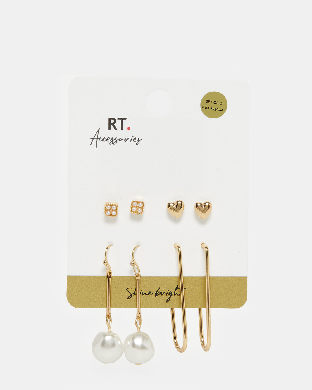 Women Gold Embellished Studs (Pack of 4)