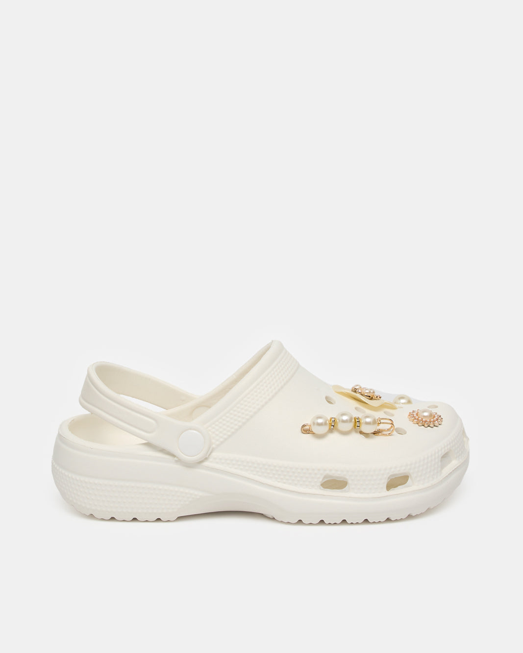 Women White Embellished Molded Mule