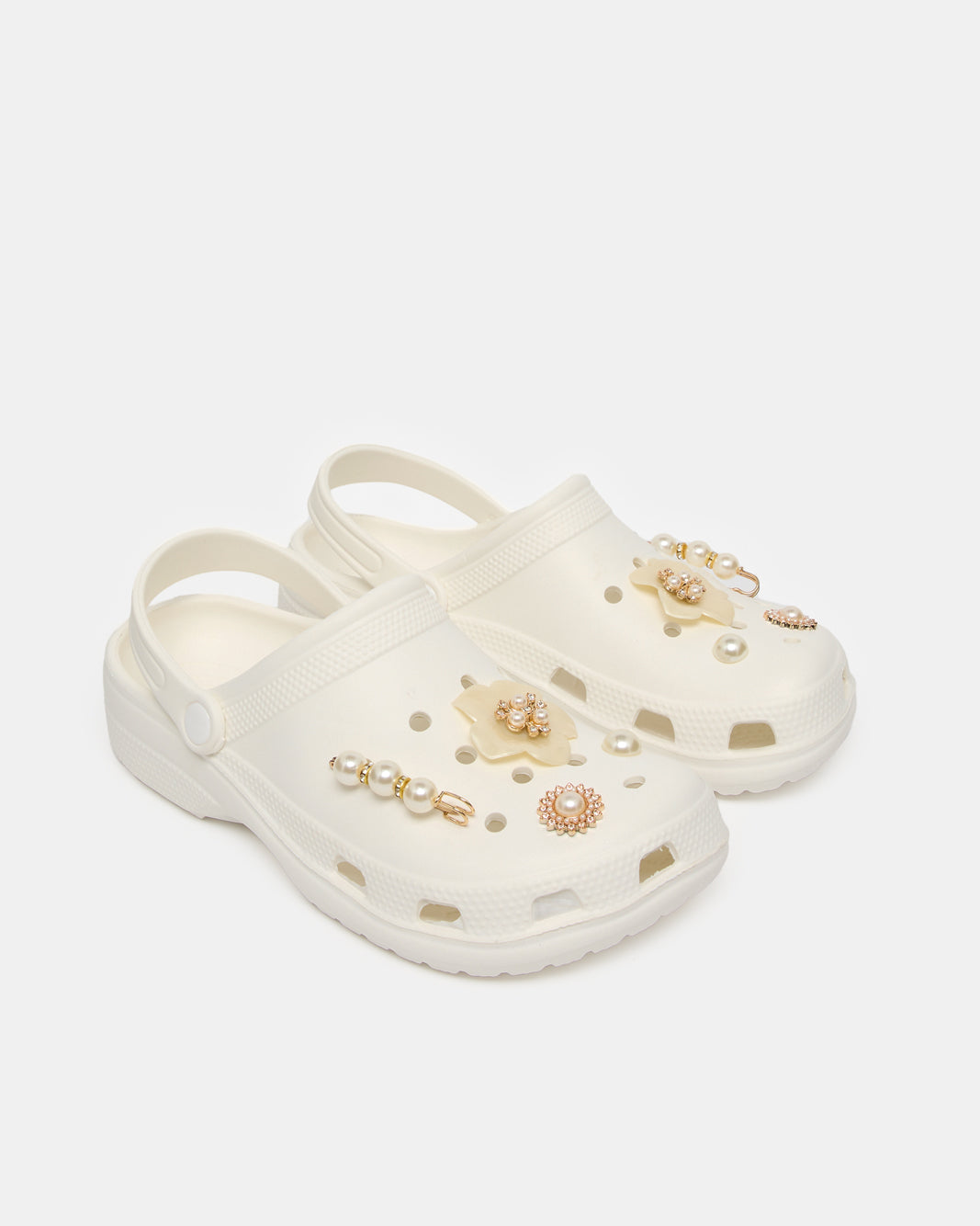 Women White Embellished Molded Mule
