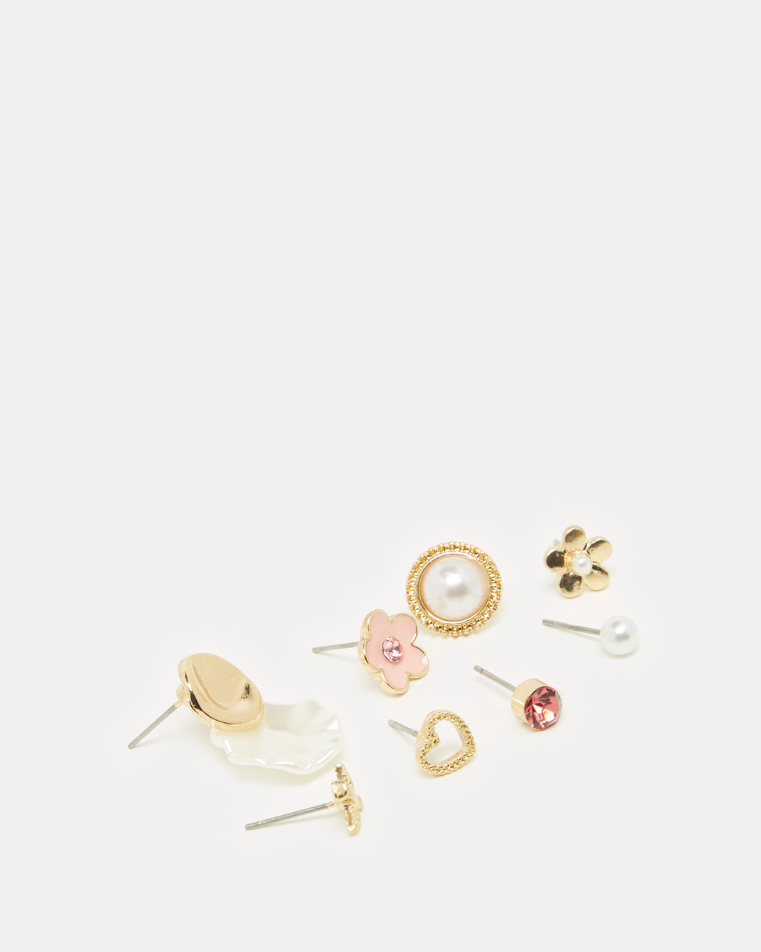 Women Gold Embellished Studs Set (8 Piece)