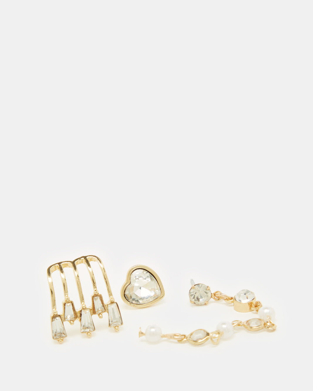Women Gold Embellished Earring Set (3 Piece)