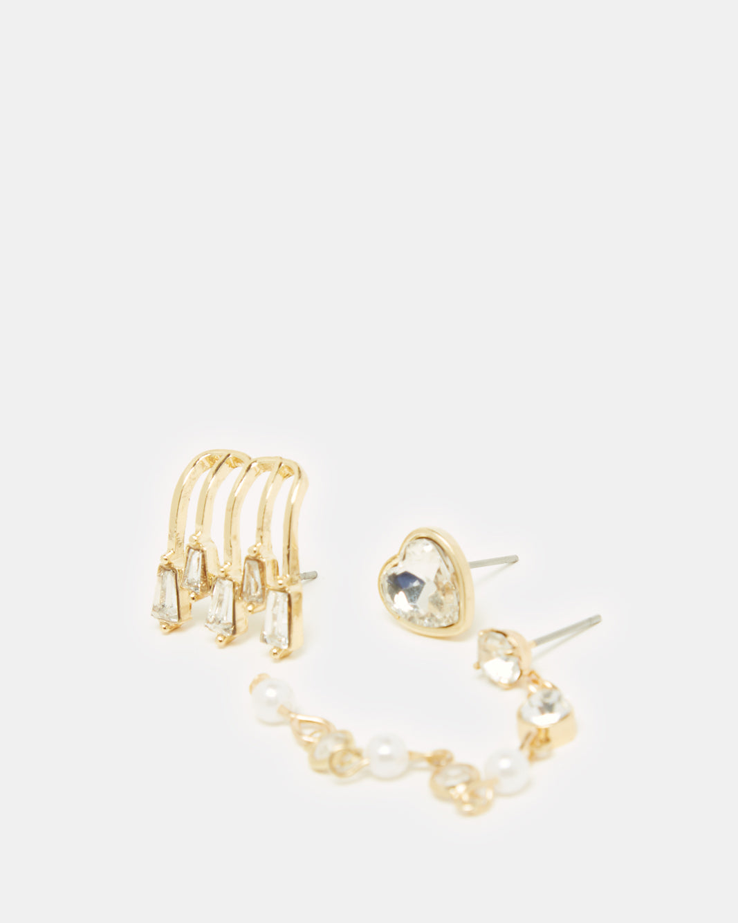 Women Gold Embellished Earring Set (3 Piece)